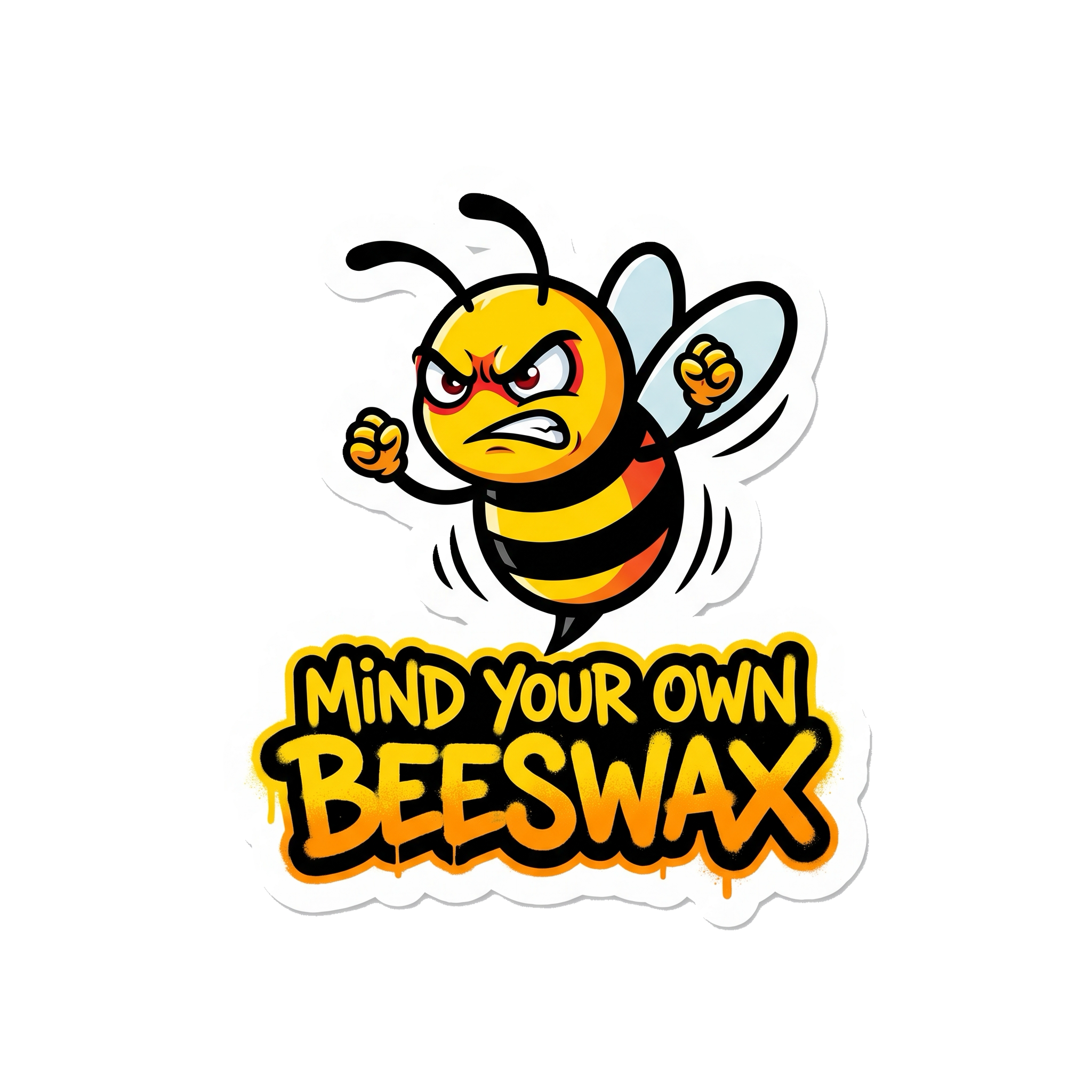 Mind Your Own Beeswax Sticker — Stickatude UV-printed die-cut sticker