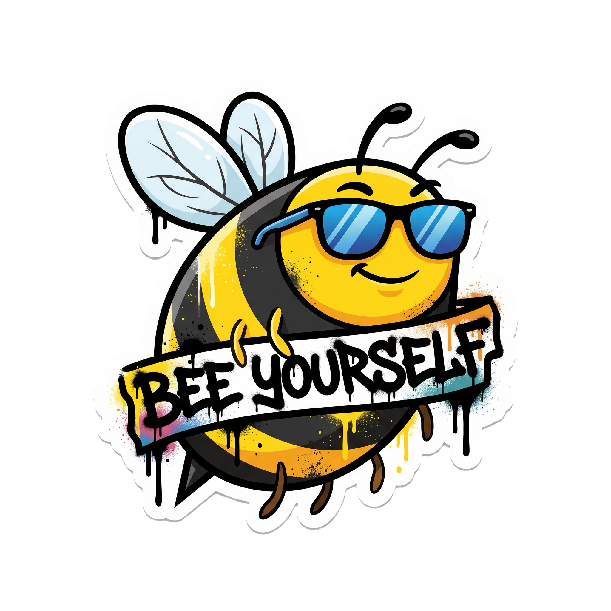 Bee Yourself Sticker — Stickatude UV-printed sticker