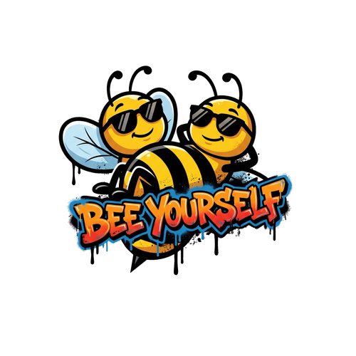 Bee Yourself Sticker — Stickatude UV-printed die-cut sticker