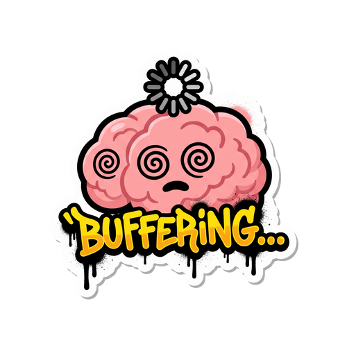 Buffering... Sticker — Stickatude UV-printed die-cut sticker