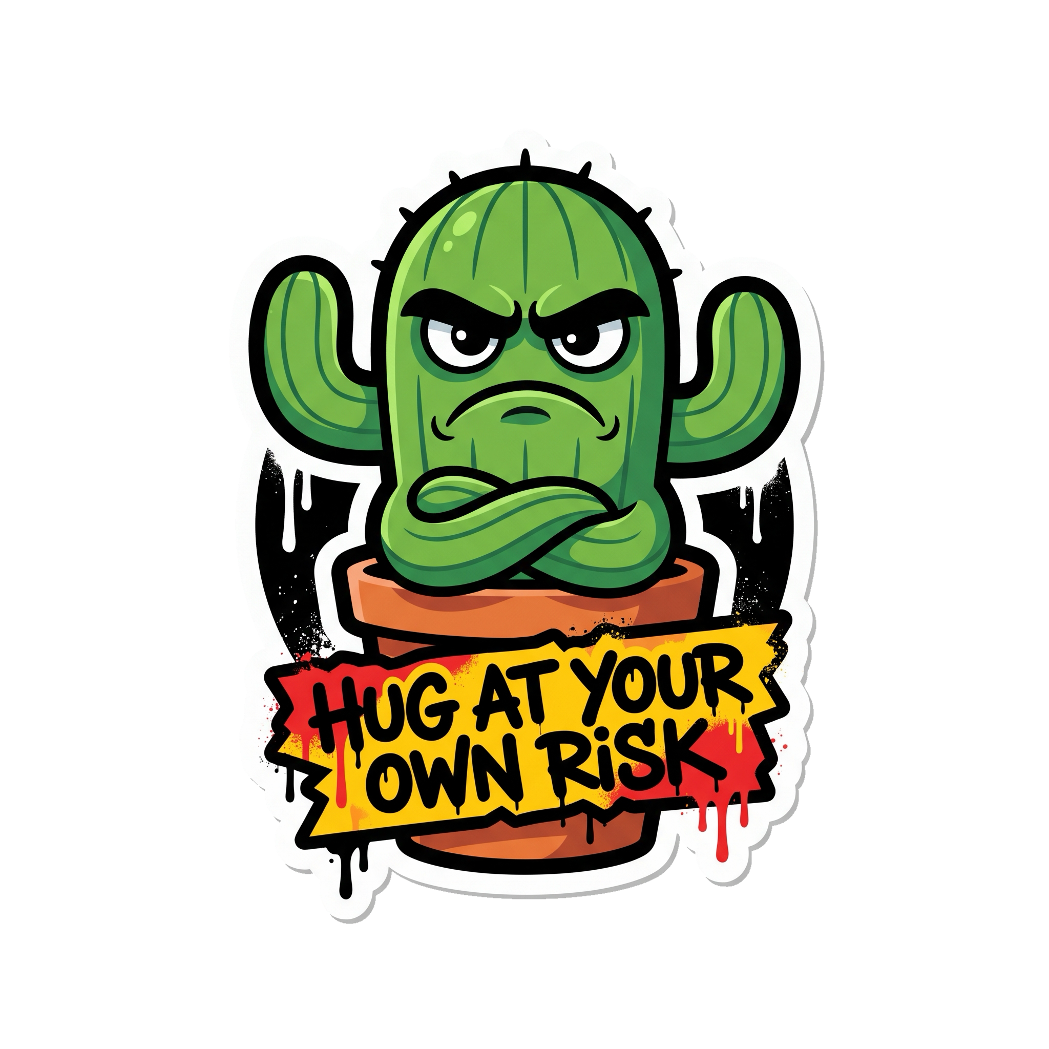 Hug At Your Own Risk Sticker — Stickatude UV-printed die-cut sticker