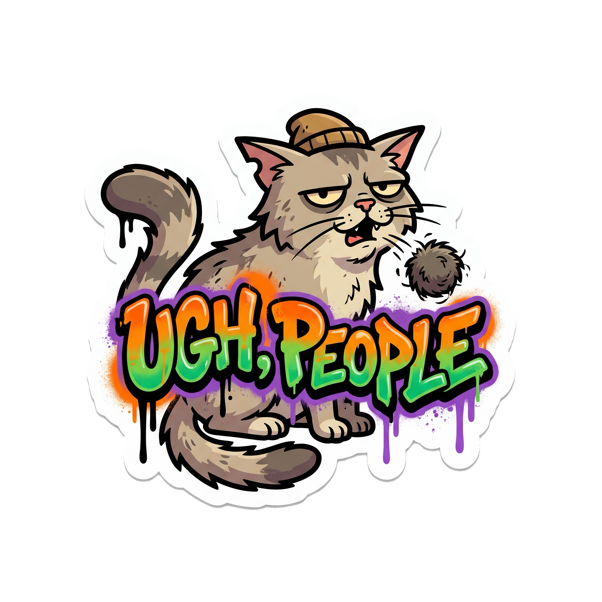 Ugh, People Sticker — Stickatude UV-printed die-cut sticker