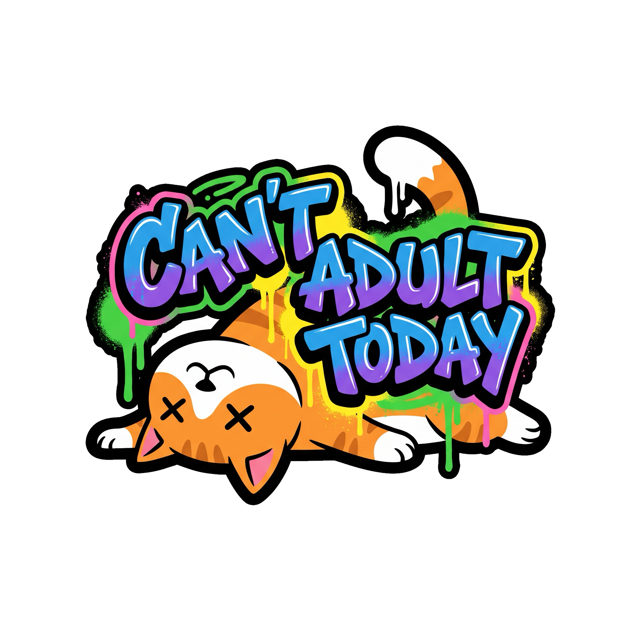 Can't Adult Today Sticker — Stickatude UV-printed die-cut sticker