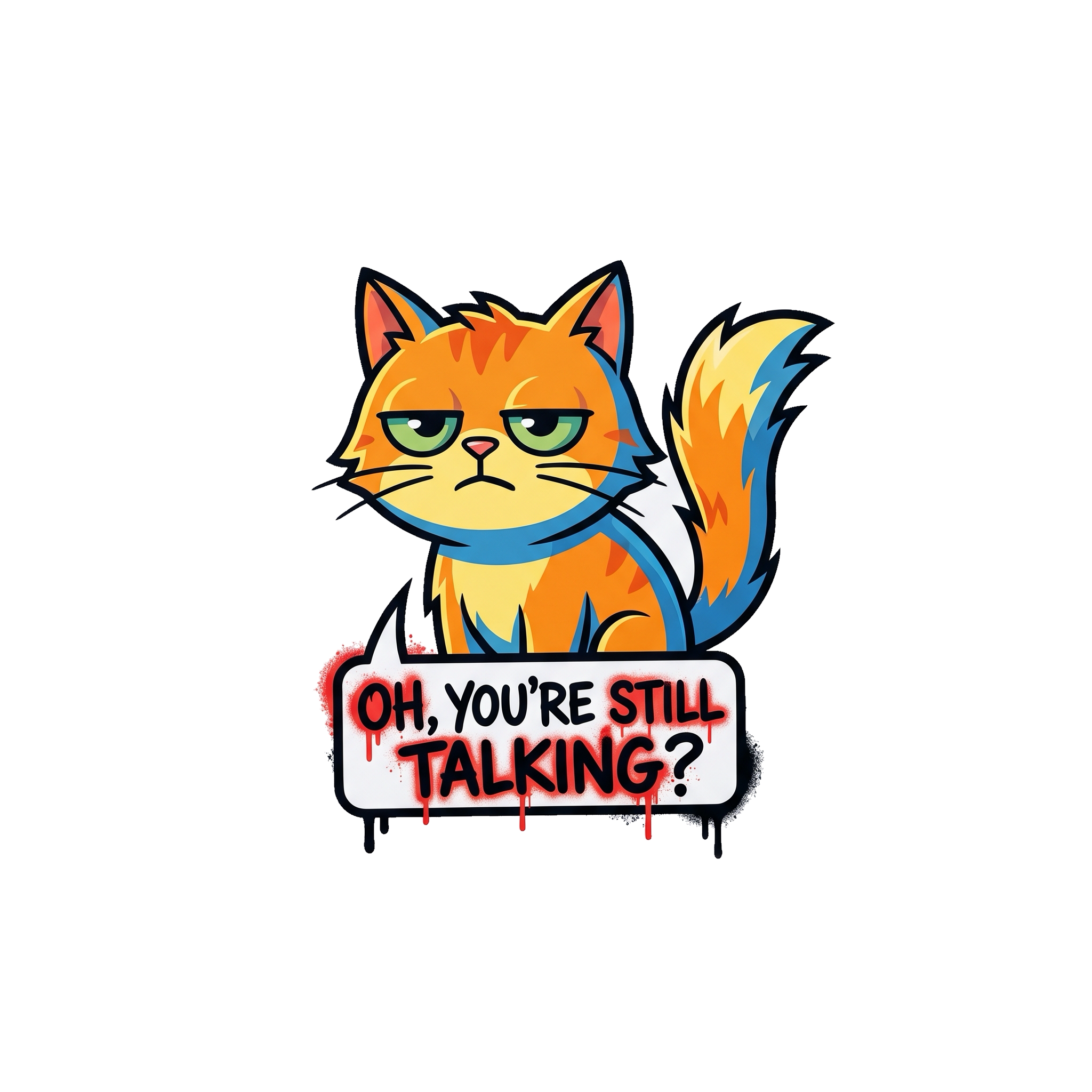 Oh, You're Still Talking? Sticker — Stickatude UV-printed die-cut sticker