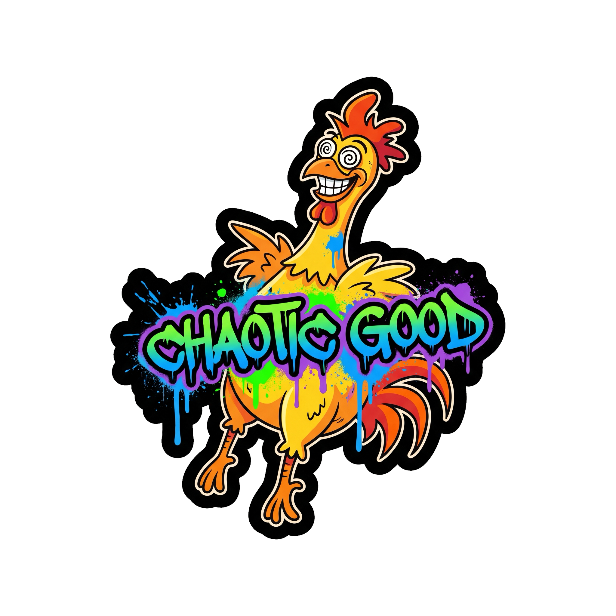 Chaotic Good Sticker — Stickatude UV-printed die-cut sticker
