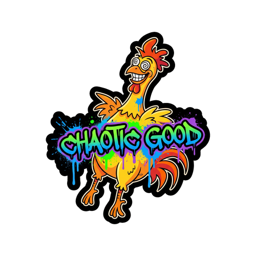 Chaotic Good Sticker — Stickatude UV-printed die-cut sticker