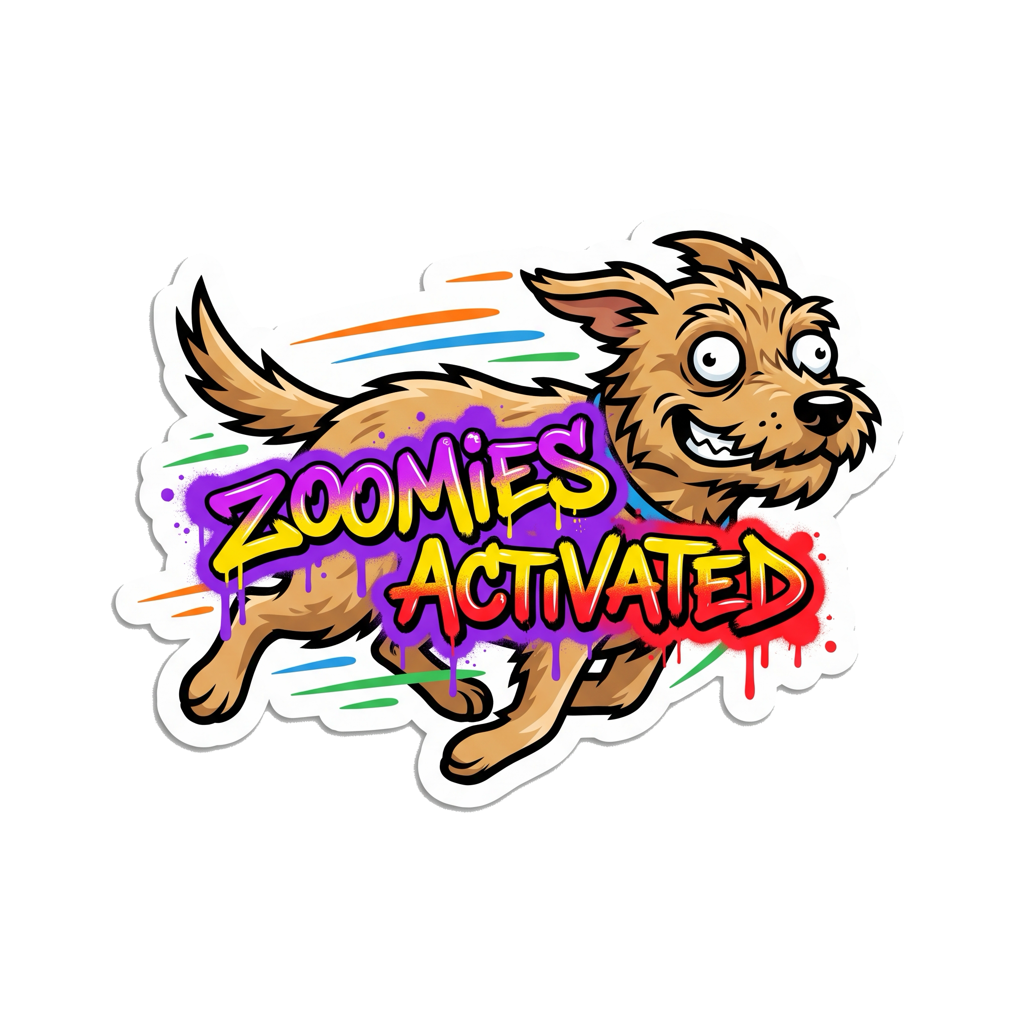 Zoomies Activated Sticker — Stickatude UV-printed die-cut sticker