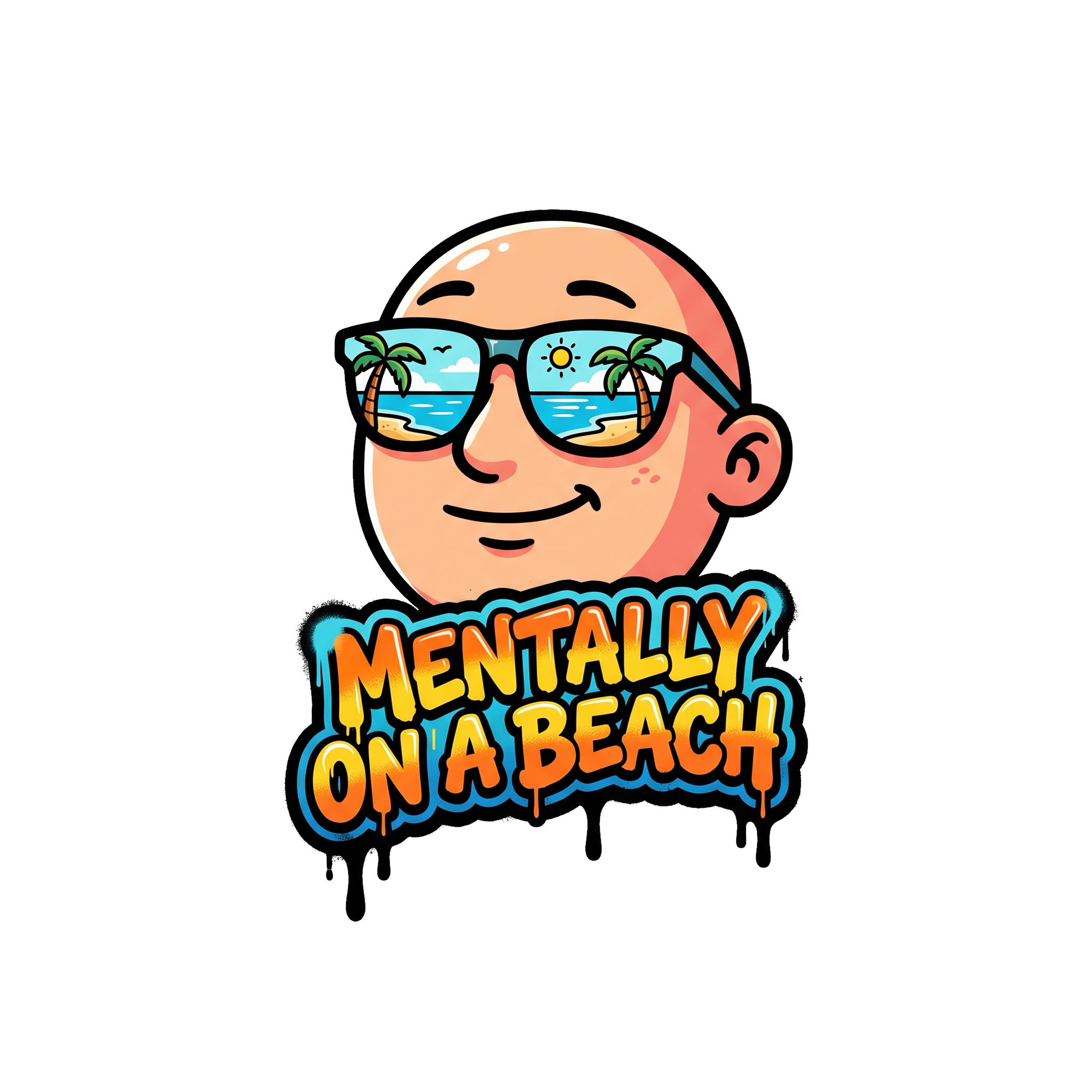 Mentally on a Beach Sticker — Stickatude UV-printed die-cut sticker