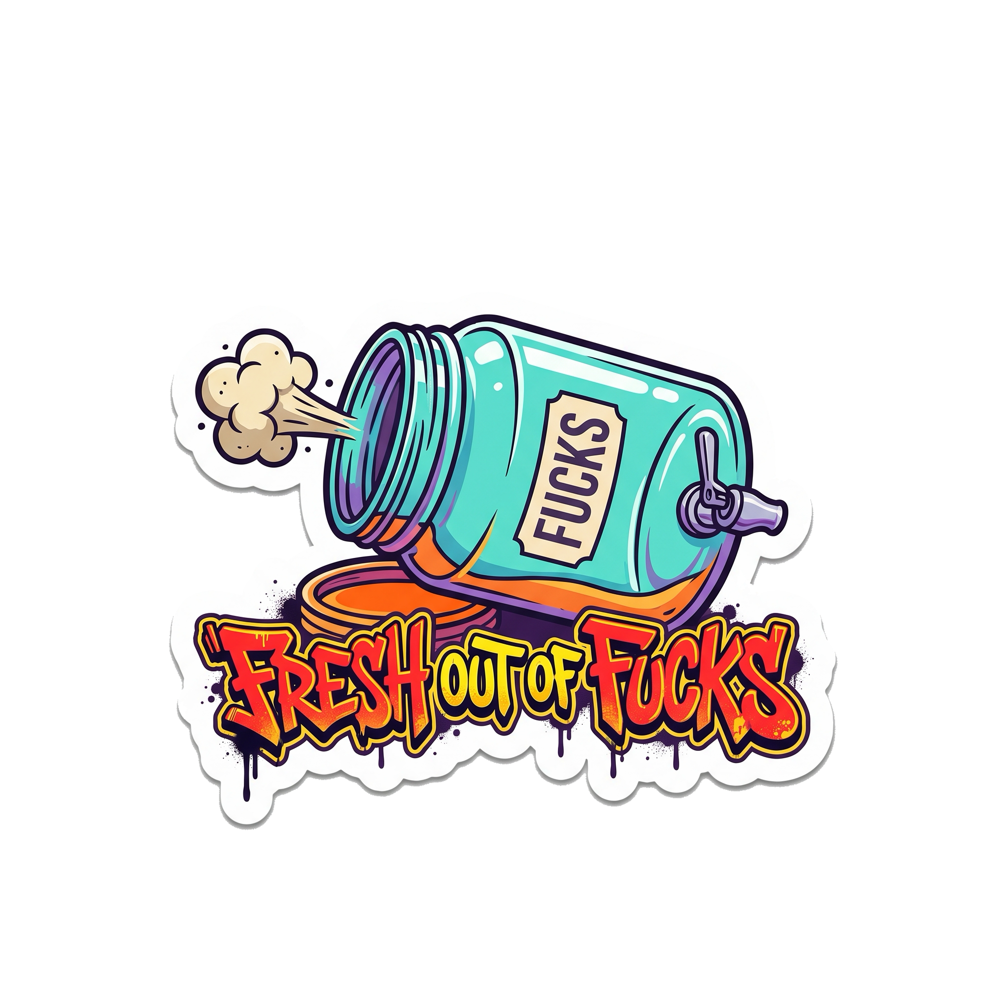 Fresh Out of F*cks (Empty Jar) Sticker — Stickatude UV-printed die-cut sticker