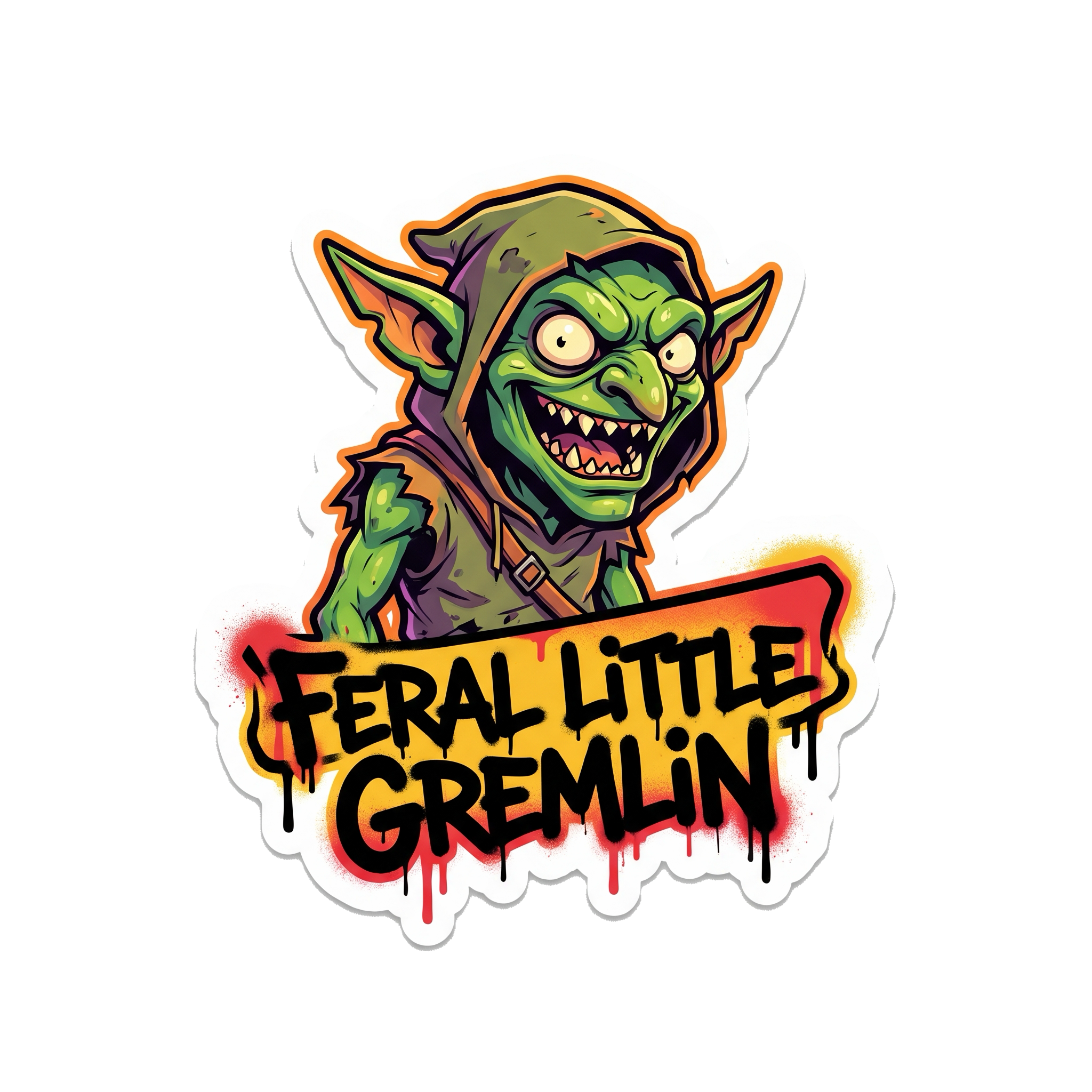Feral Little Gremlin Sticker — Stickatude UV-printed die-cut sticker