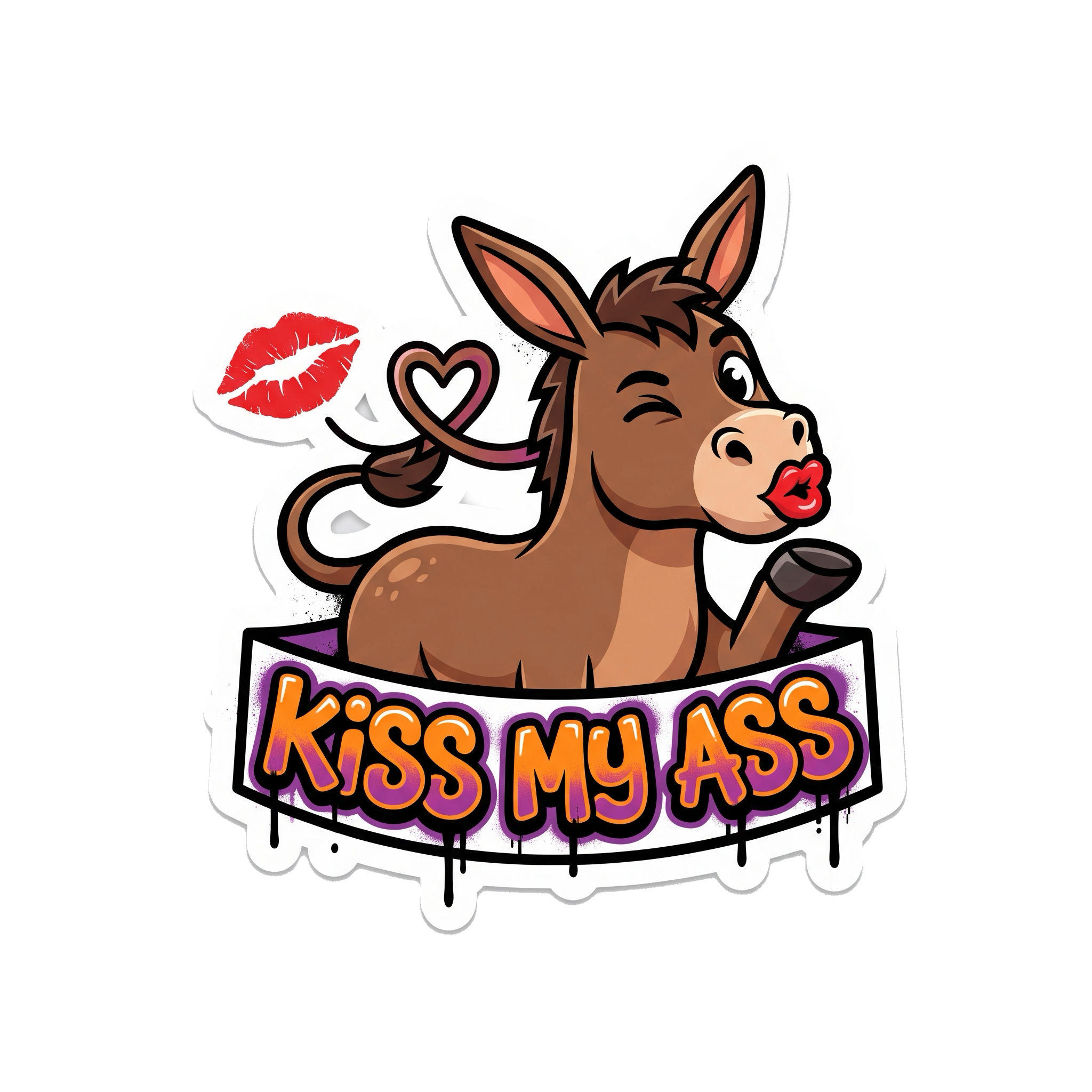 Kiss My *ss Sticker — Stickatude UV-printed die-cut sticker