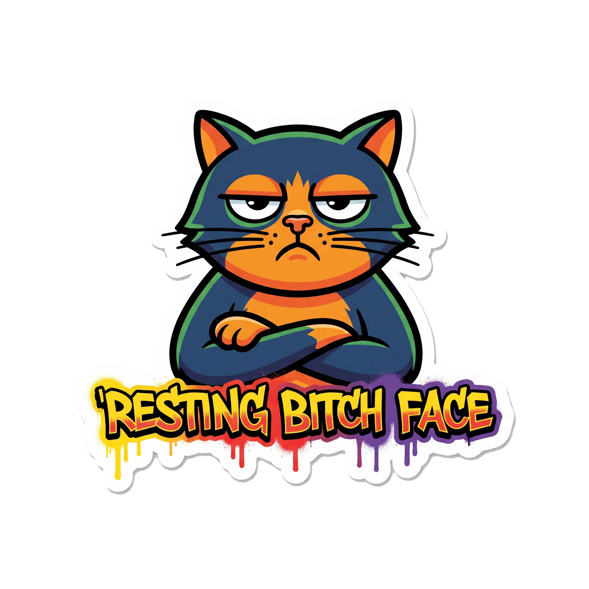 Resting B*tch Face Sticker — Stickatude UV-printed die-cut sticker