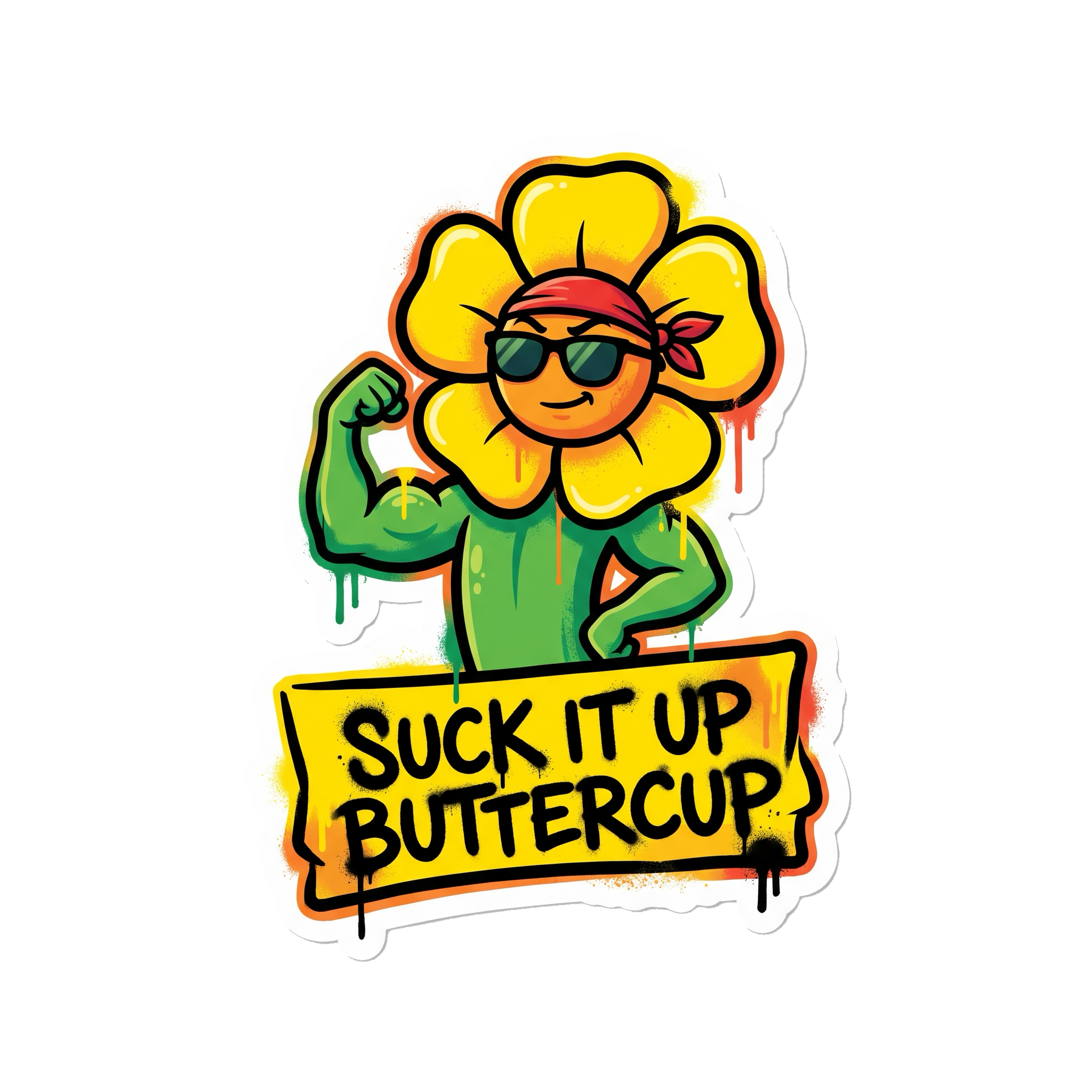 Suck It Up, Buttercup Sticker — Stickatude UV-printed die-cut sticker