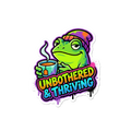 Unbothered & Thriving Sticker — Stickatude UV-printed die-cut sticker