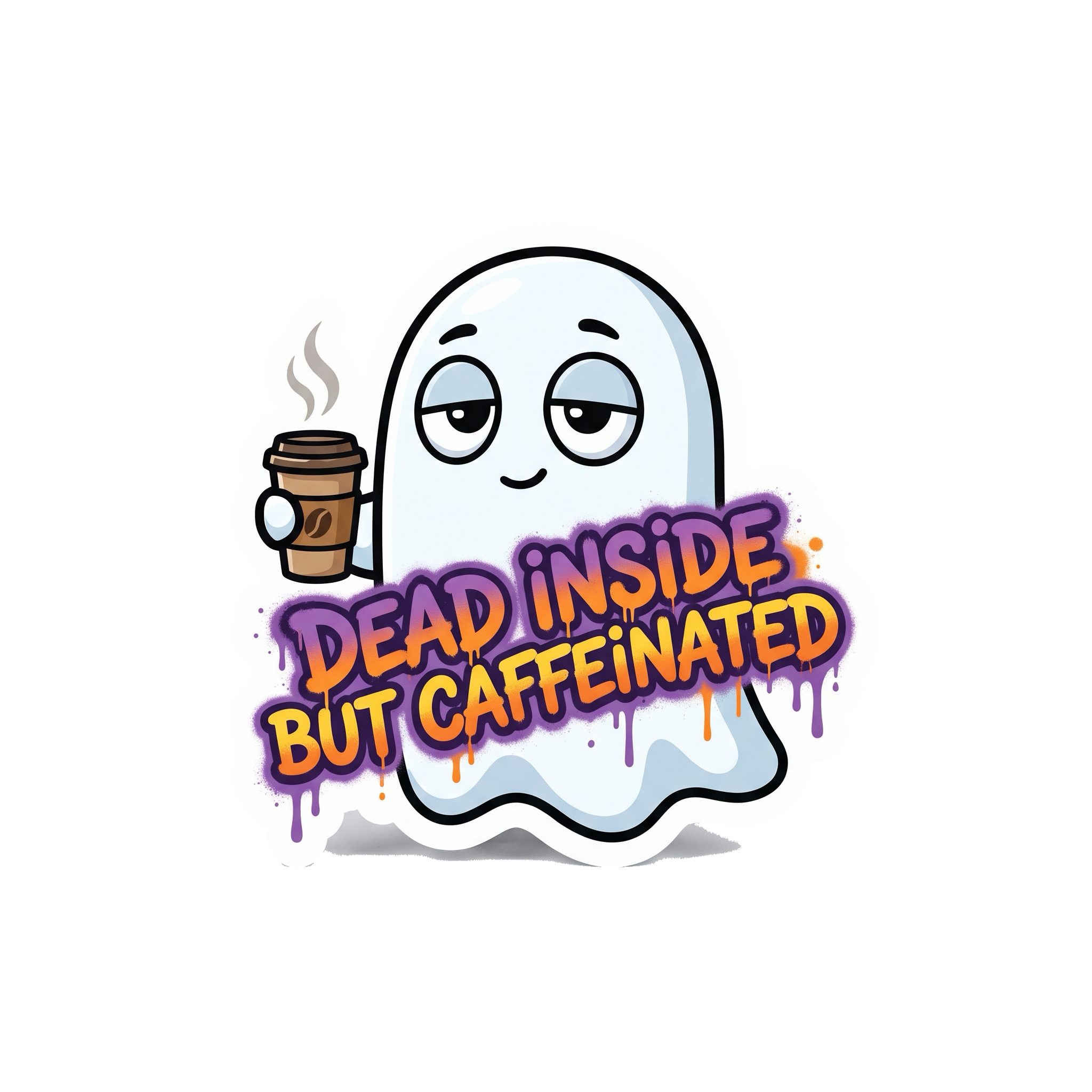 Dead Inside But Caffeinated Sticker — Stickatude UV-printed die-cut sticker