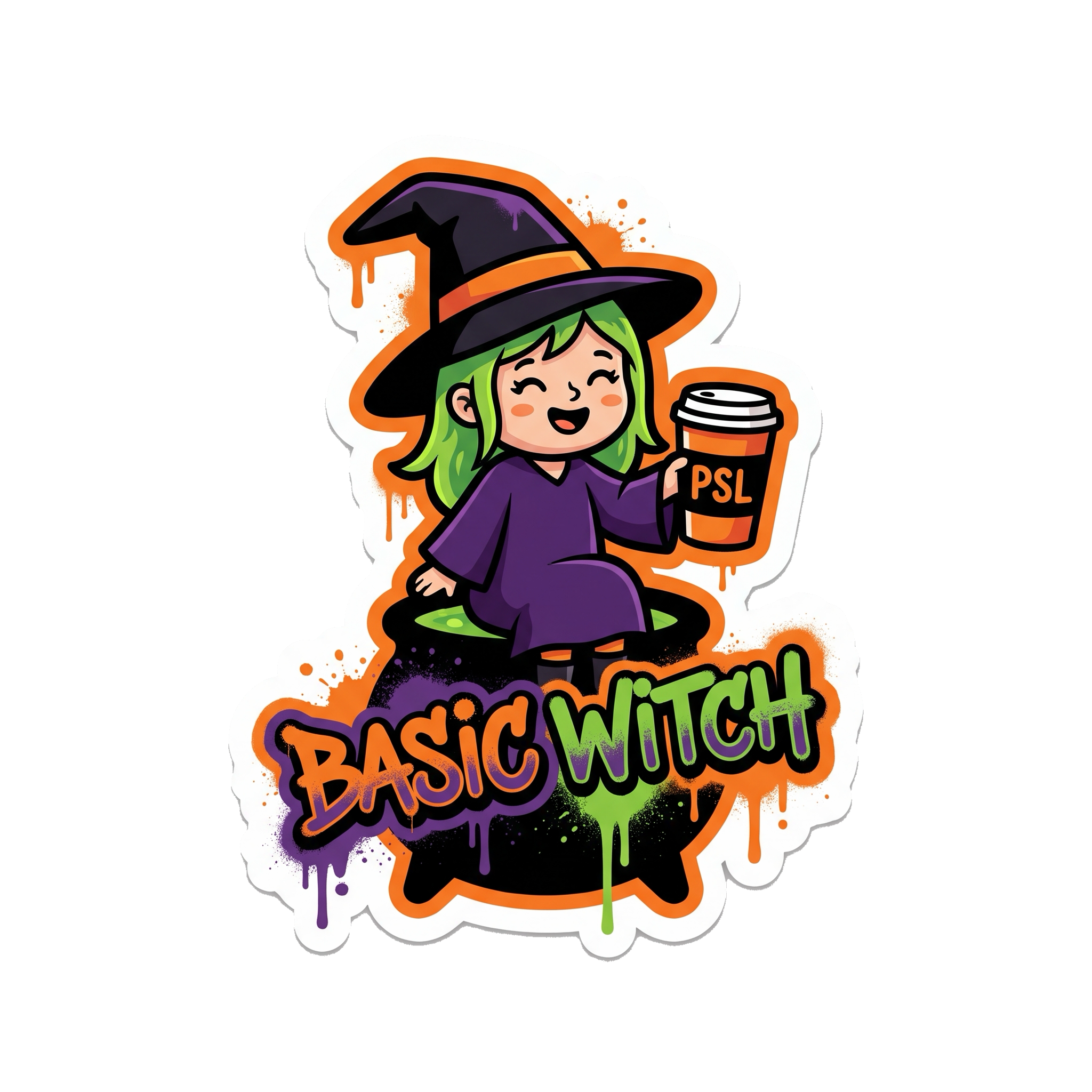 Basic Witch Halloween Sticker — Stickatude UV-printed die-cut Halloween sticker