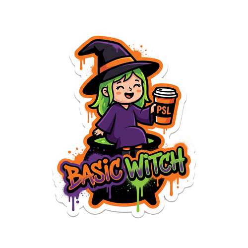Basic Witch Halloween Sticker — Stickatude UV-printed die-cut Halloween sticker