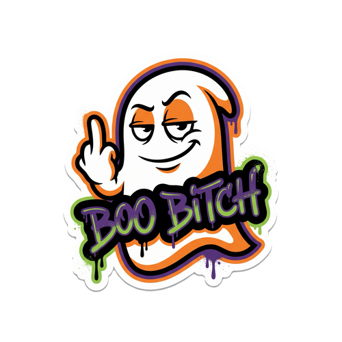 Boo Bitch Halloween Sticker — Stickatude UV-printed die-cut Halloween sticker