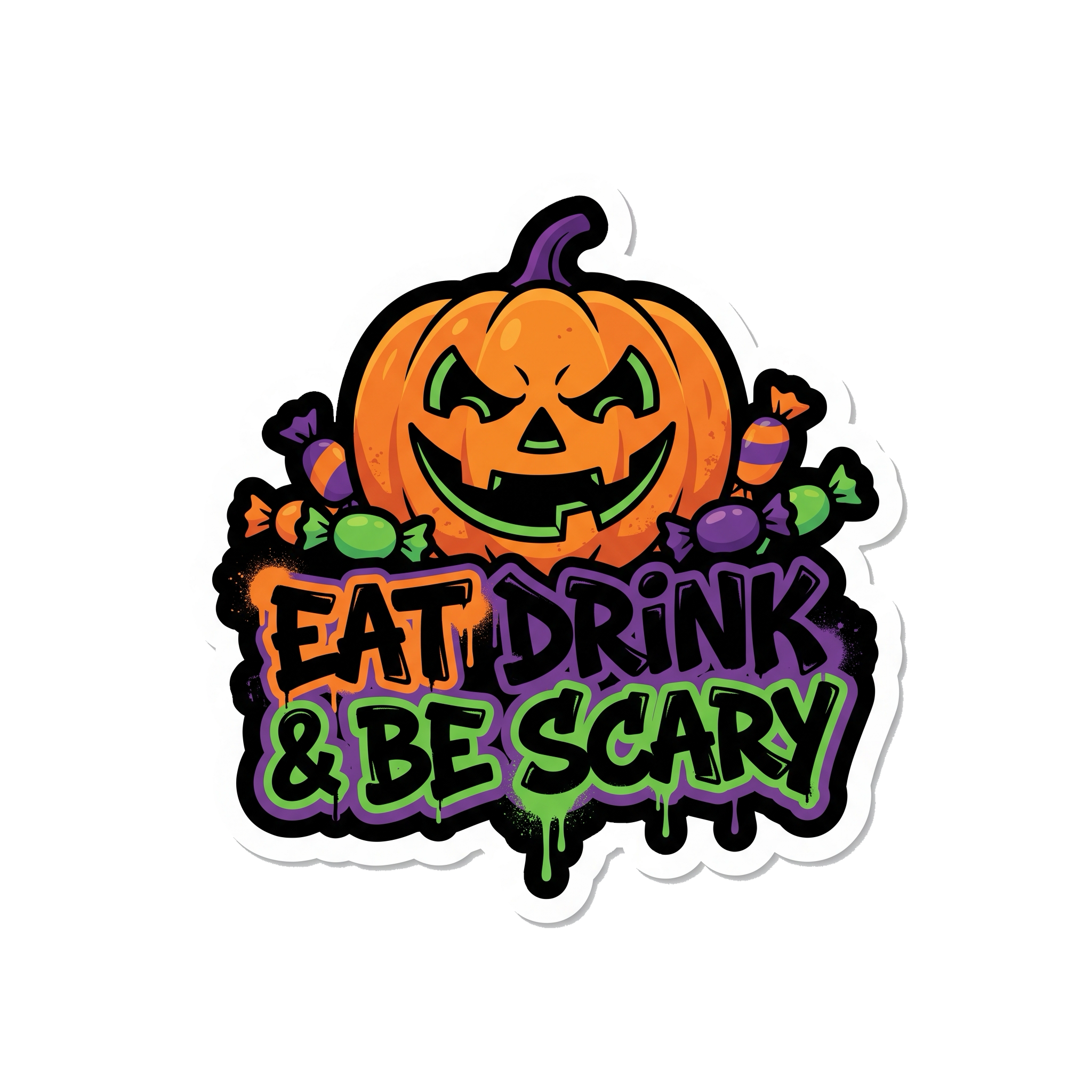 Eat, Drink & Be Scary Halloween Sticker — Stickatude UV-printed die-cut Halloween sticker