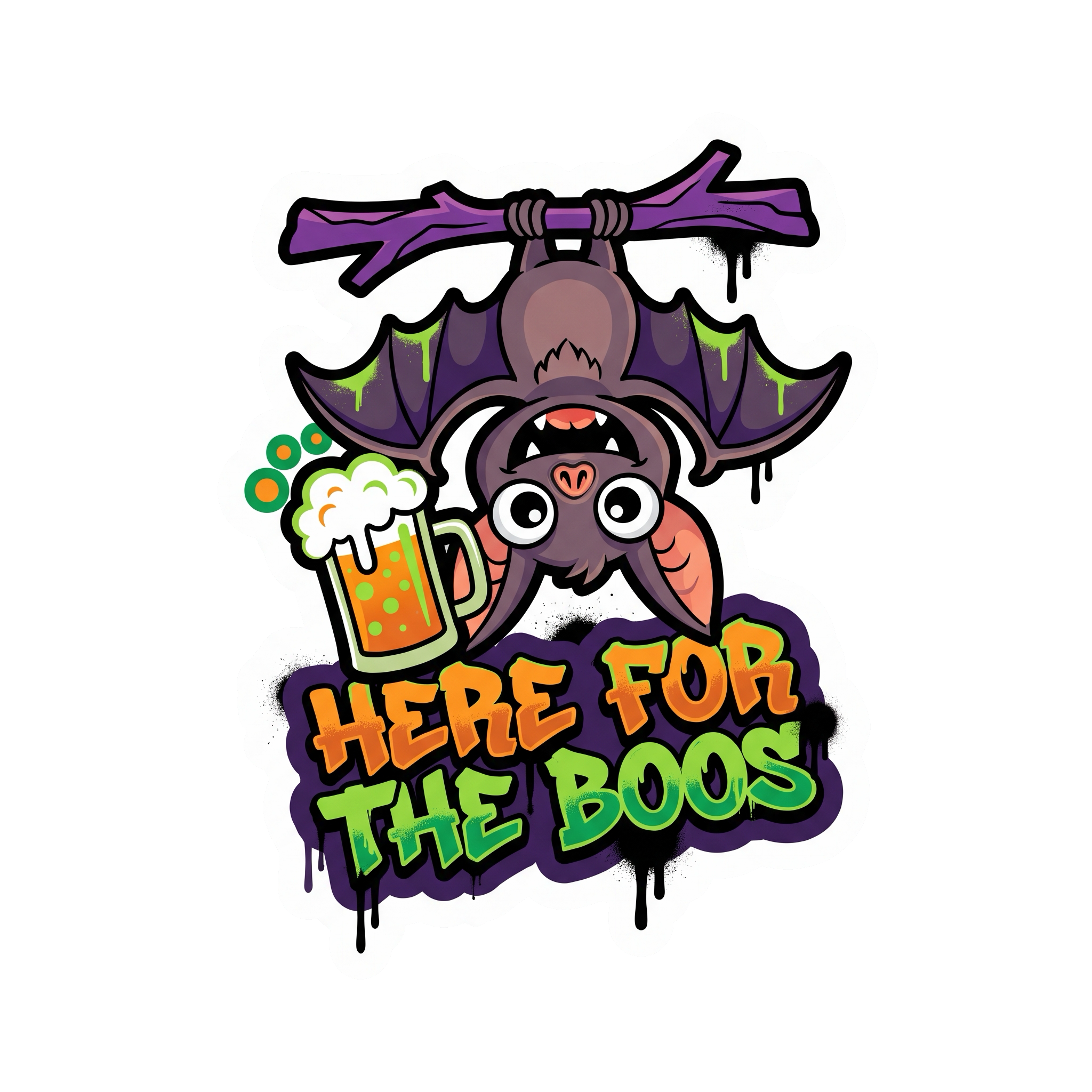 Here For The Boos Halloween Sticker — Stickatude UV-printed die-cut Halloween sticker