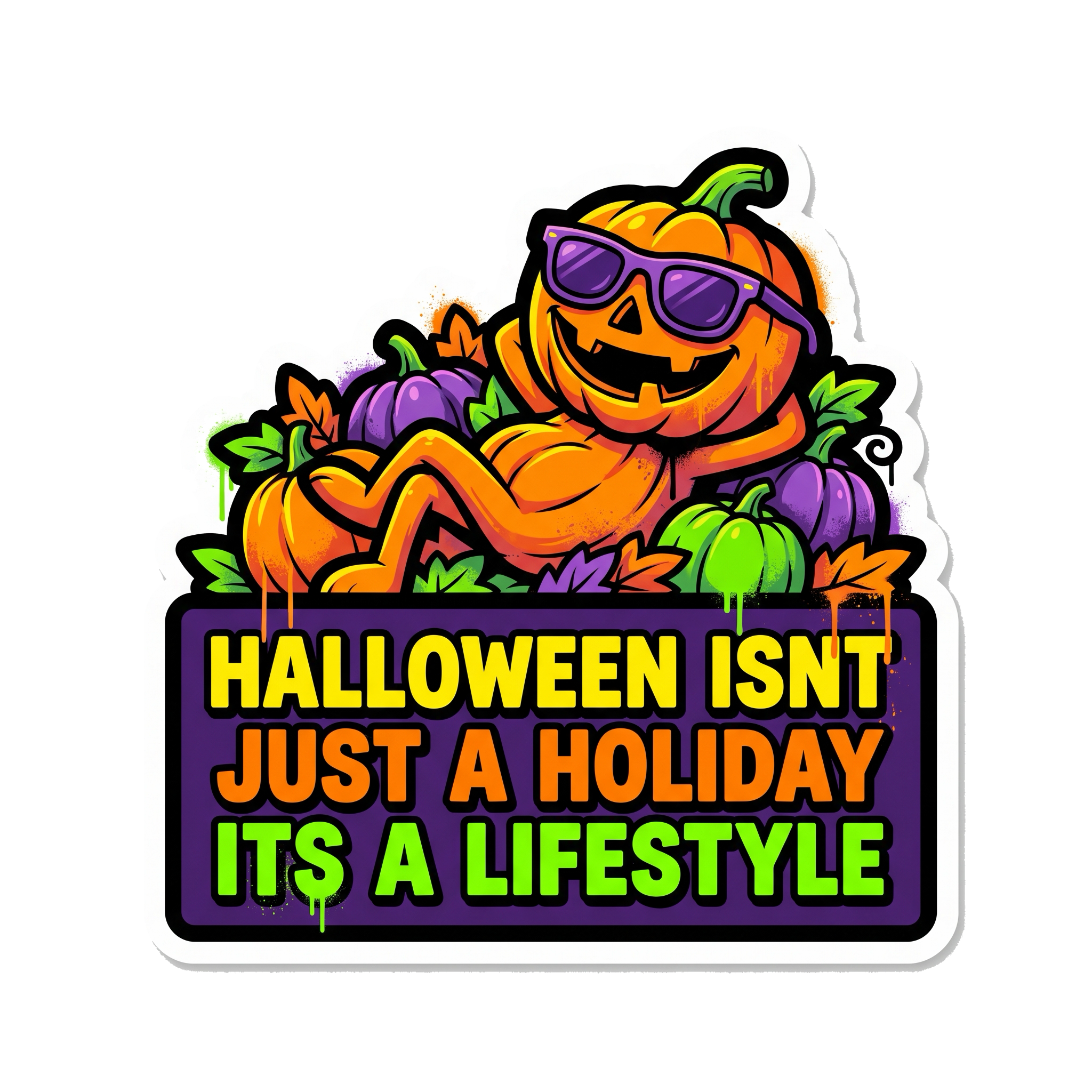 Halloween Is A Lifestyle Sticker — Stickatude UV-printed die-cut Halloween sticker