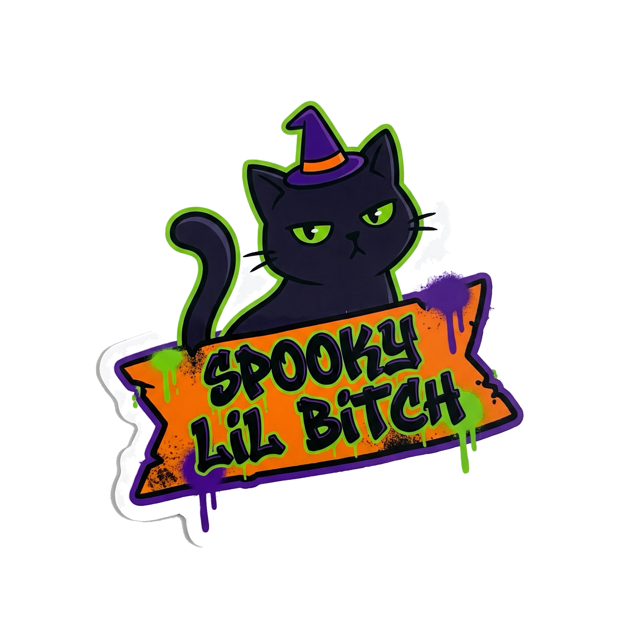 Spooky Lil Bitch Halloween Sticker — Stickatude UV-printed die-cut Halloween sticker