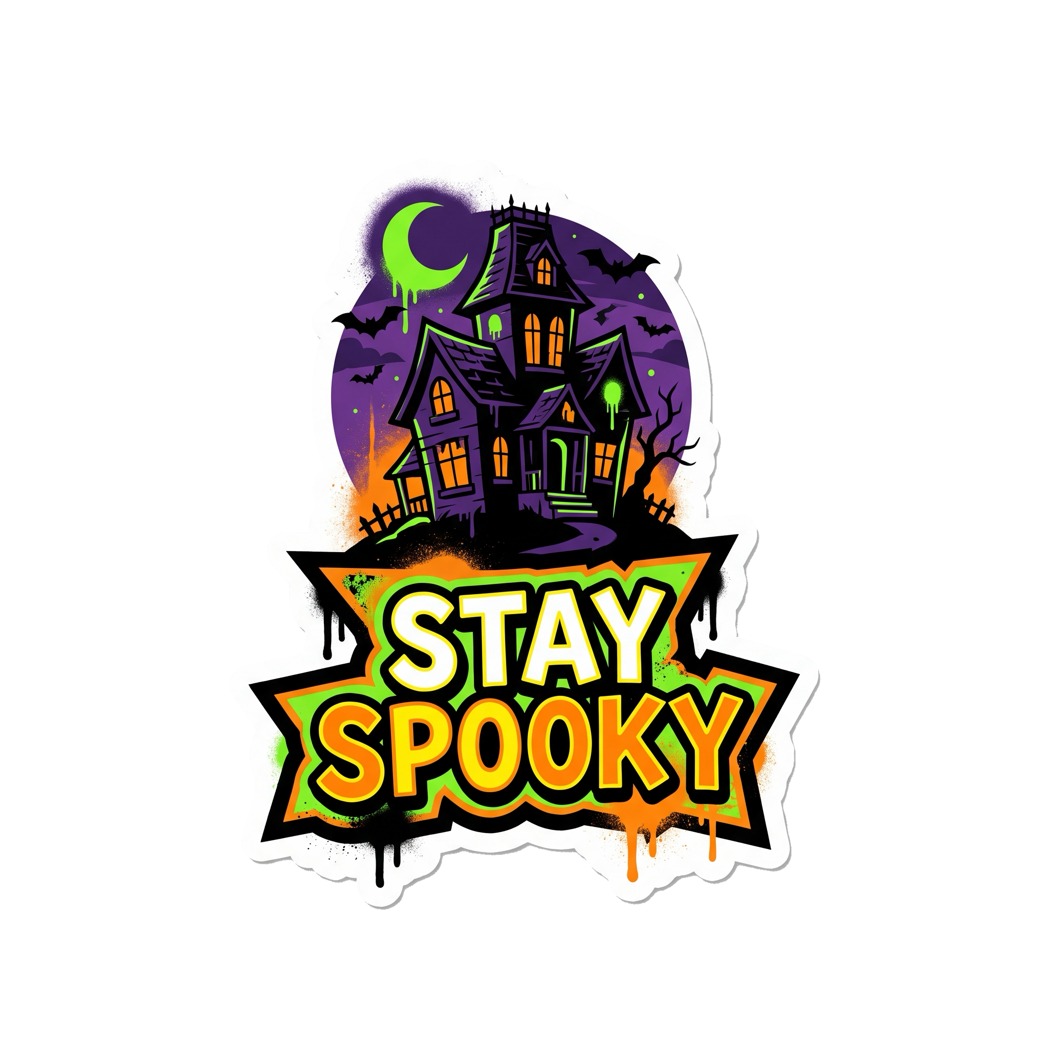 Stay Spooky Sticker — Stickatude UV-printed die-cut Halloween sticker