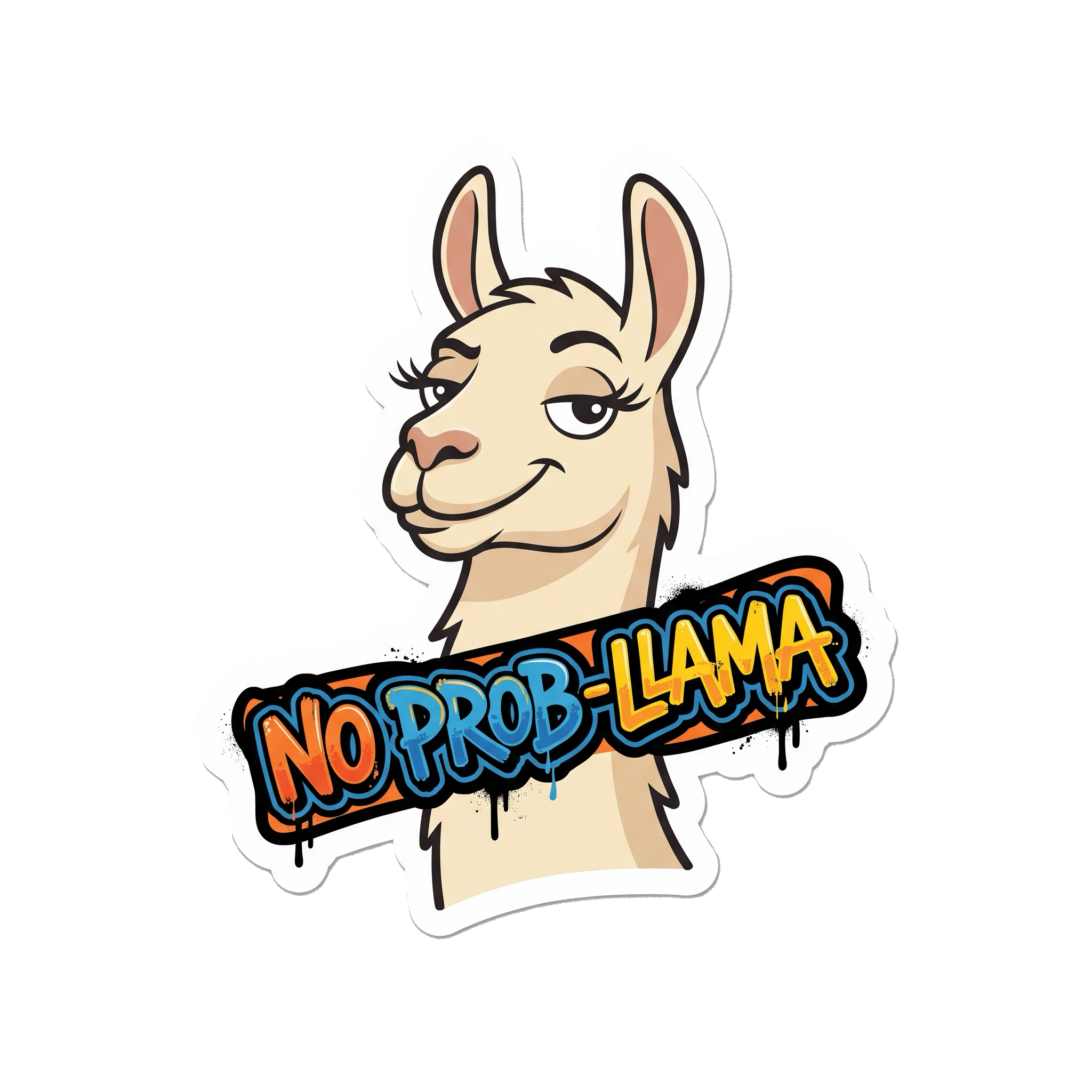 No Prob-Llama Sticker — Stickatude UV-printed die-cut sticker