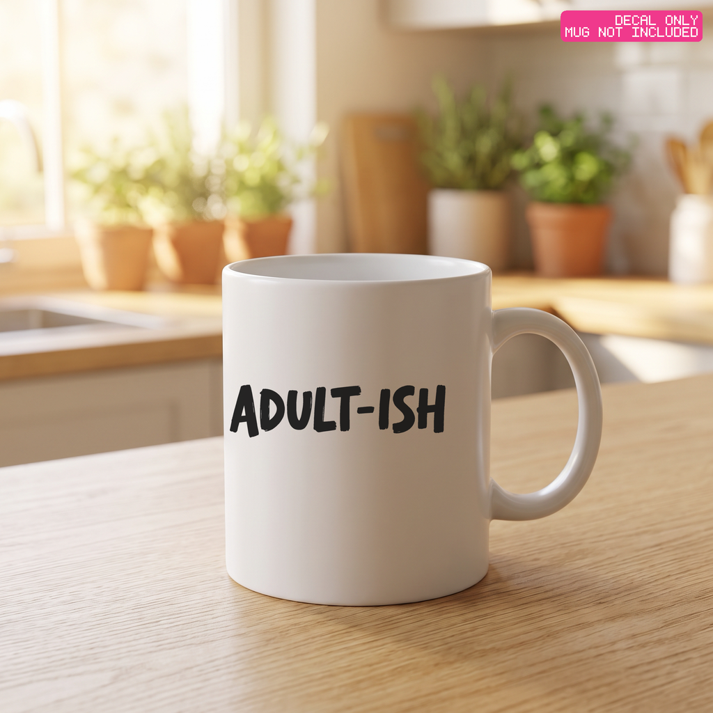 Adult-ish Mug Decal — Stickatude mug decal (decal only, mug not included)