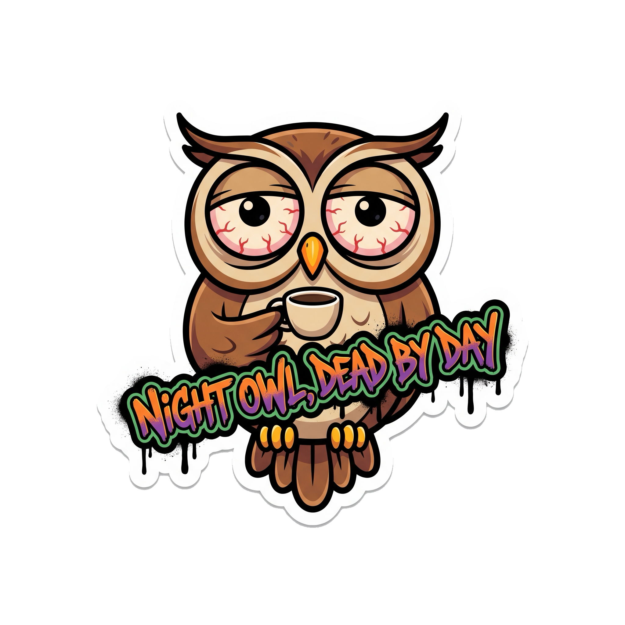 Night Owl Sticker — Stickatude UV-printed die-cut sticker
