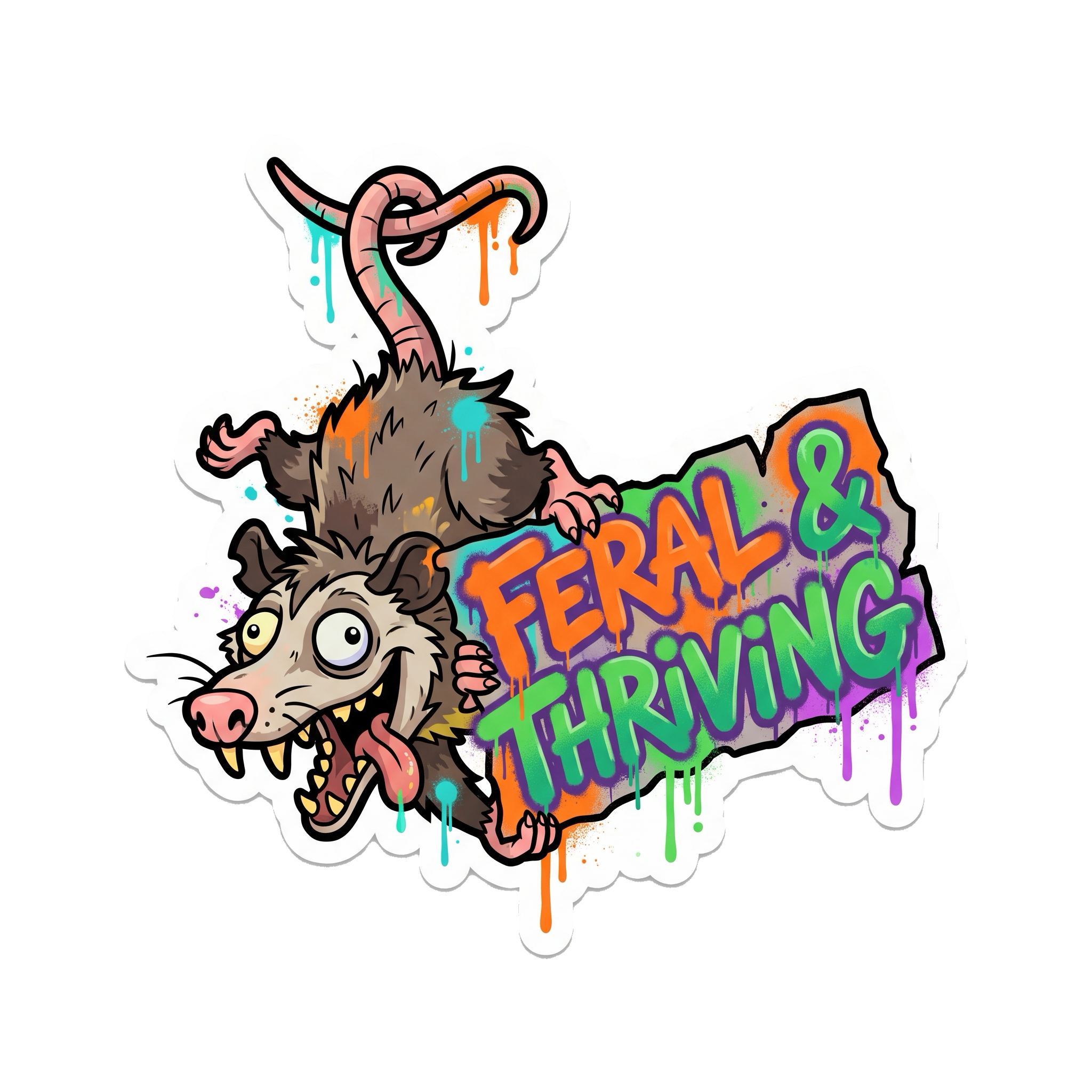 Feral & Thriving Sticker — Stickatude UV-printed die-cut sticker