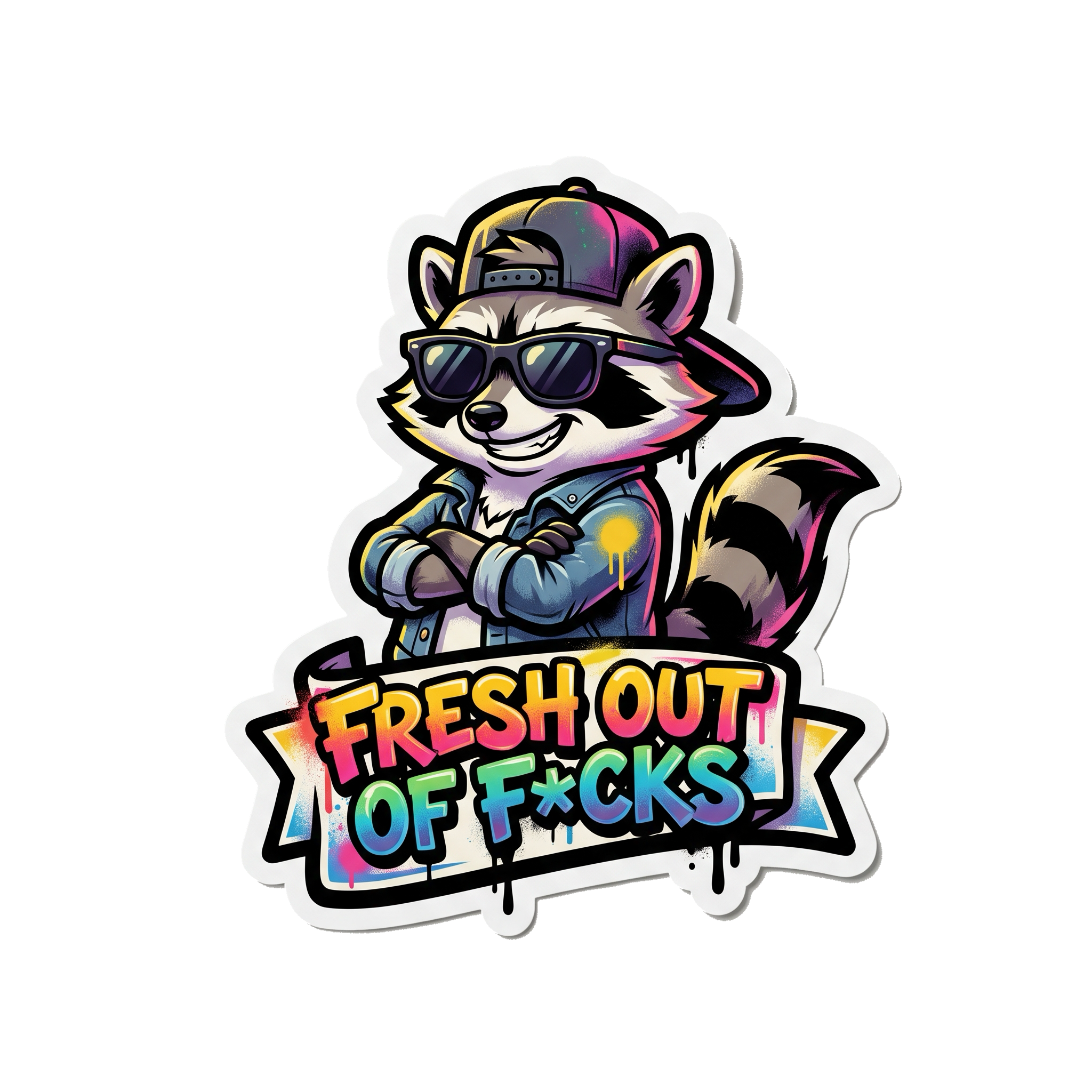 Fresh Out of F*cks Sticker — Stickatude UV-printed die-cut sticker