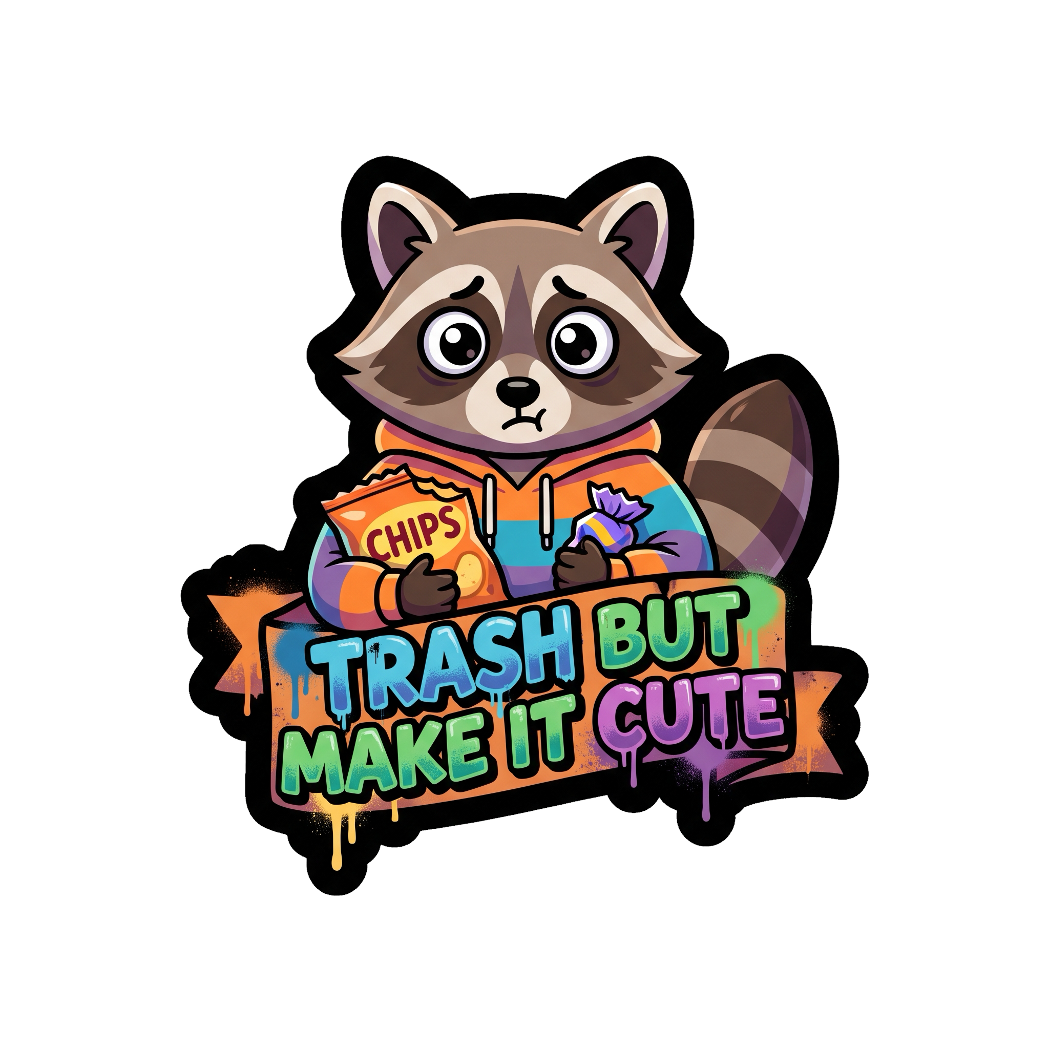 Trash But Make It Cute Sticker — Stickatude UV-printed die-cut sticker