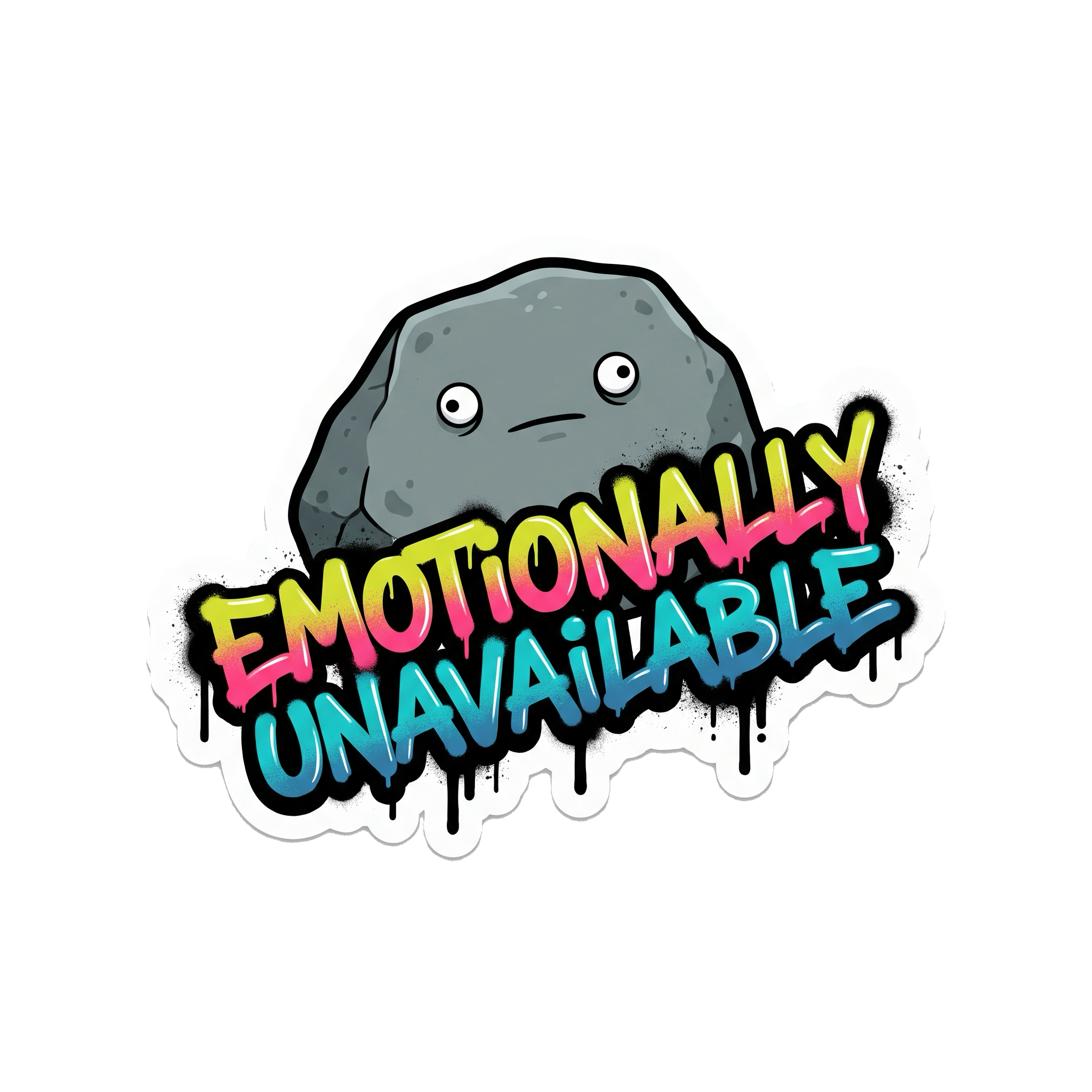 Emotionally Unavailable Sticker — Stickatude UV-printed die-cut sticker