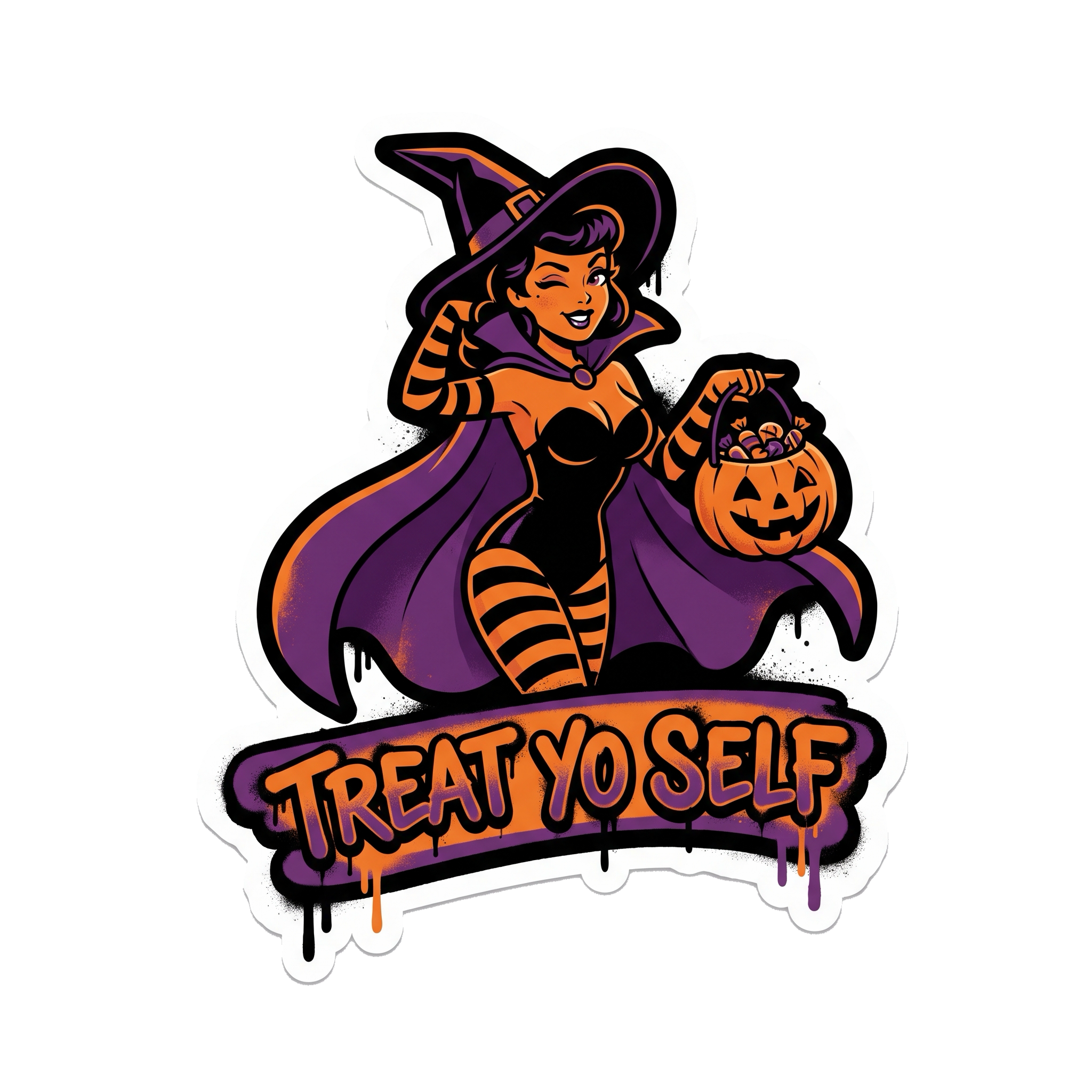 Treat Yo Self Halloween Sticker — Stickatude UV-printed die-cut Halloween sticker
