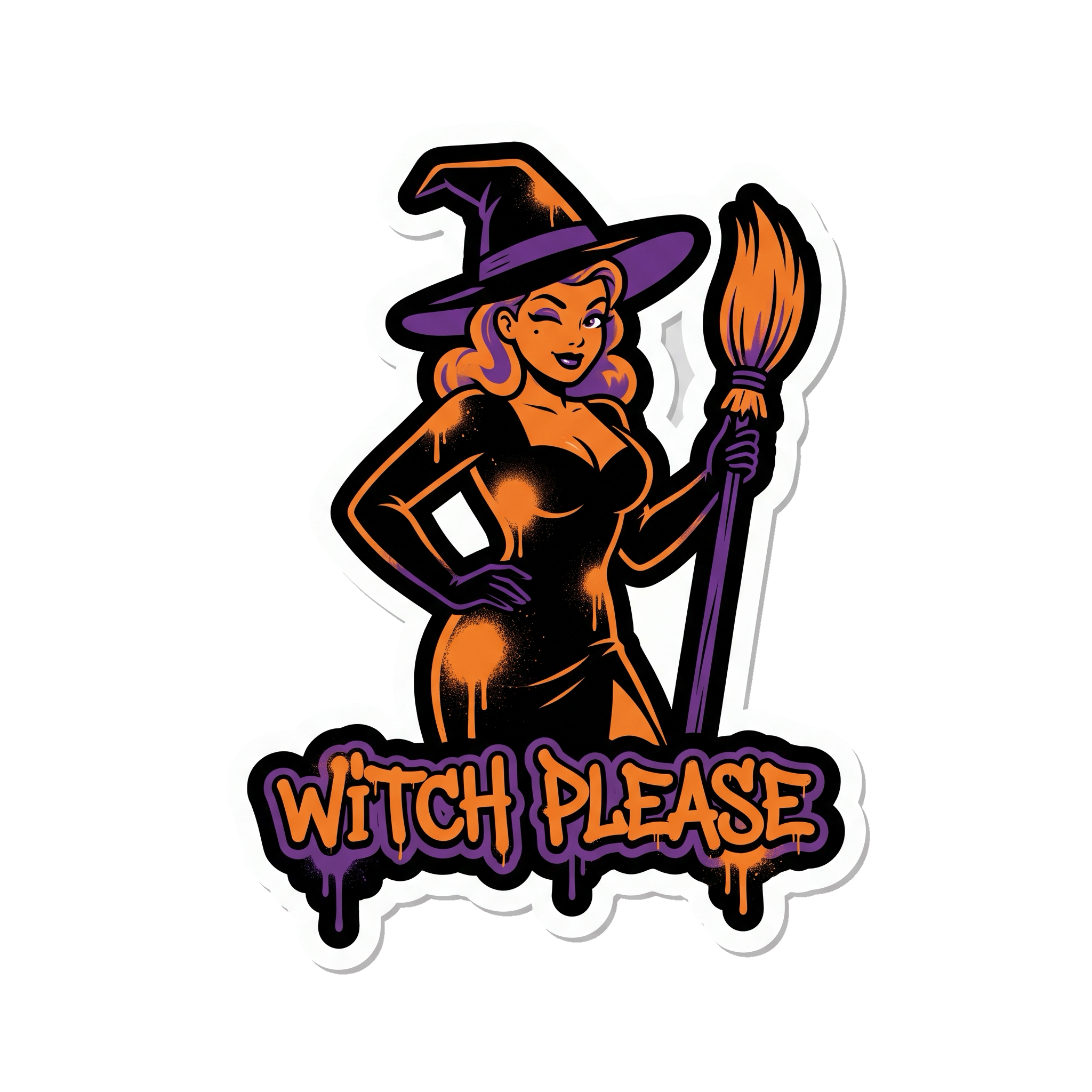 Witch, Please Halloween Sticker — Stickatude UV-printed die-cut Halloween sticker