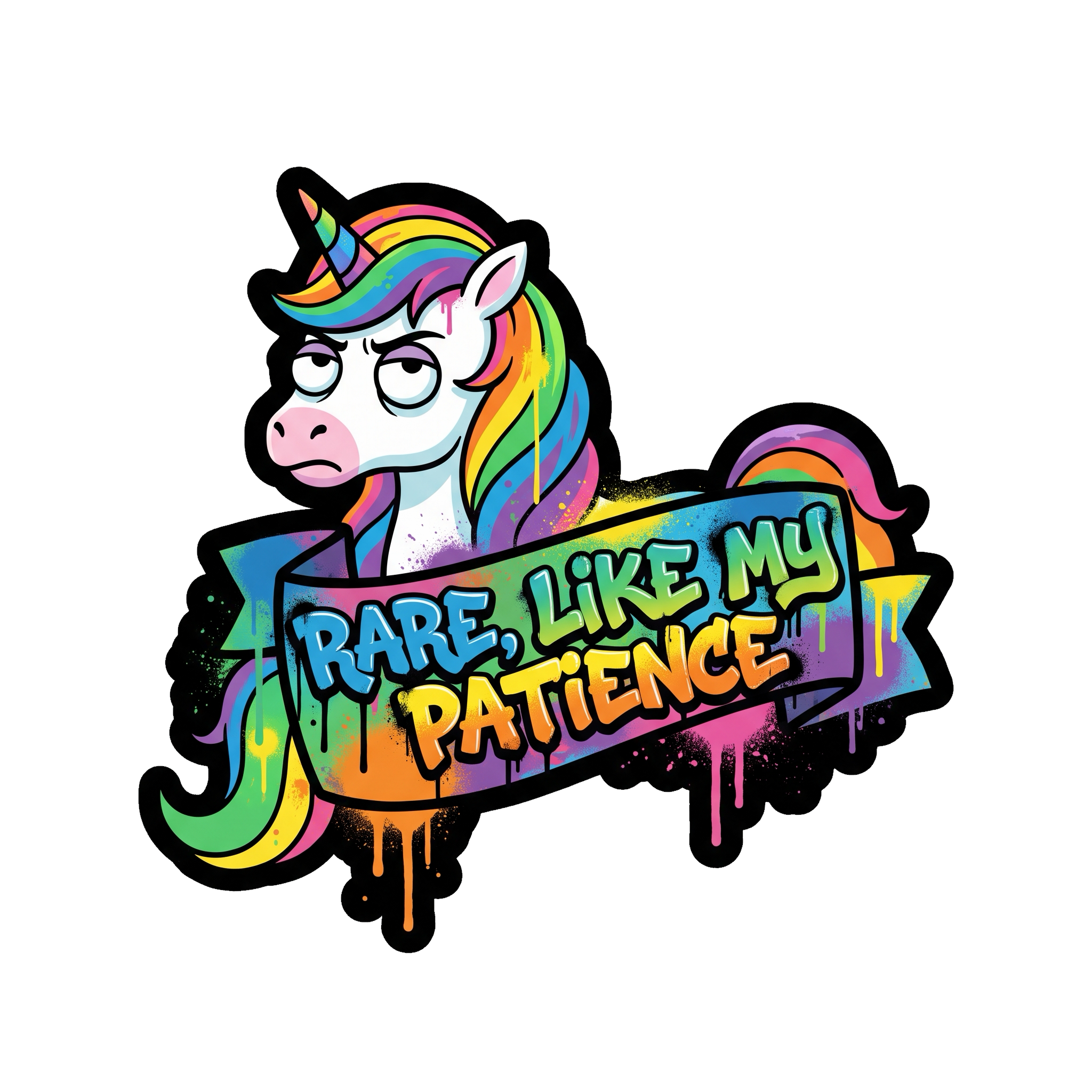 Rare Like My Patience Sticker — Stickatude UV-printed die-cut sticker