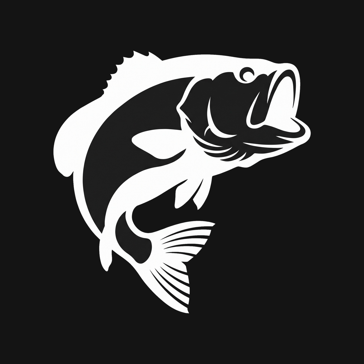 Leaping Bass Decal — Stickatude white car-window decal