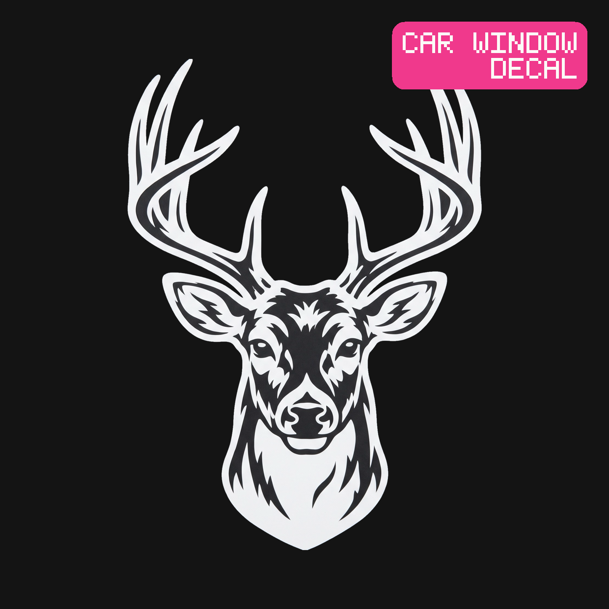Buck Decal — Stickatude white car-window decal