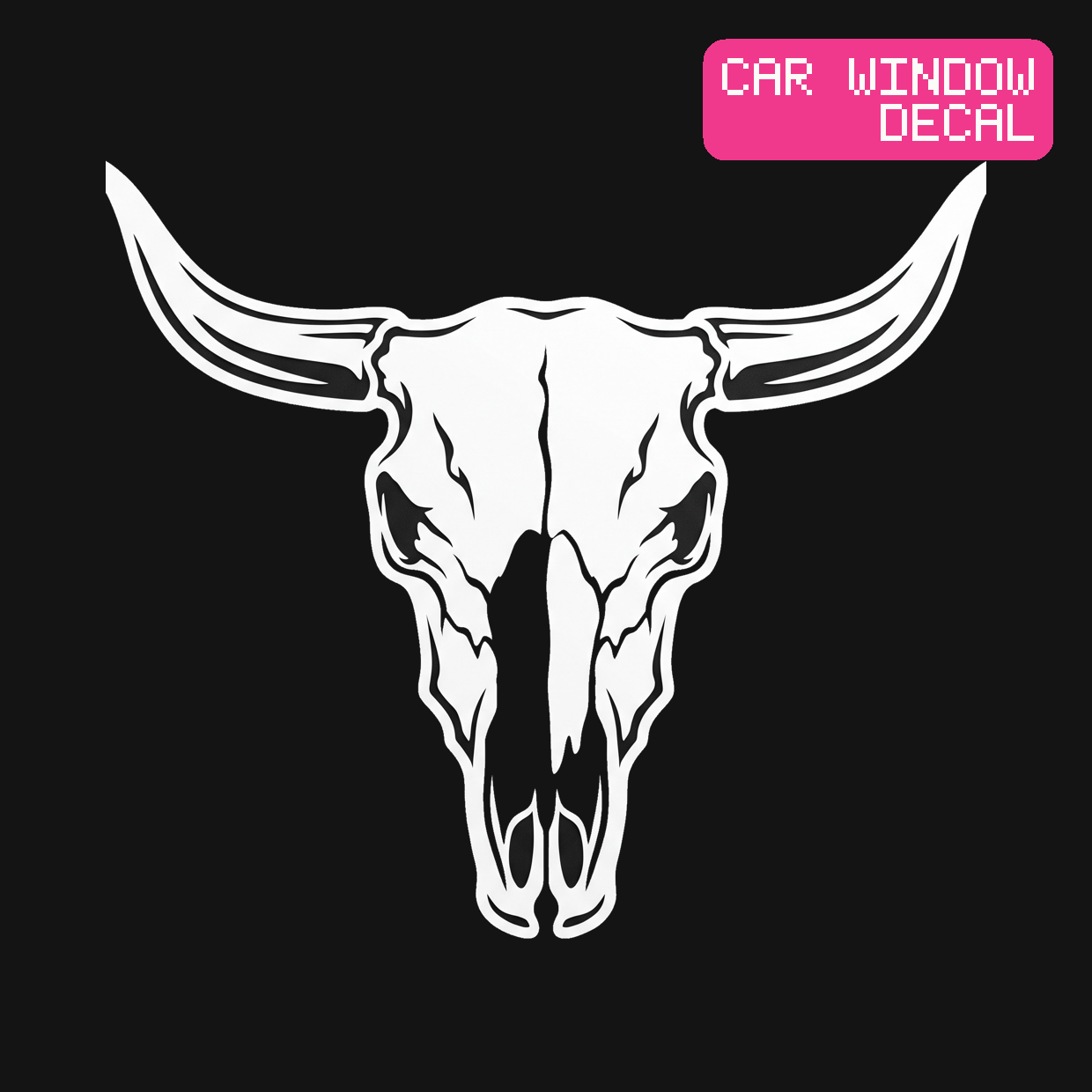 Bull Skull Decal — Stickatude white car-window decal