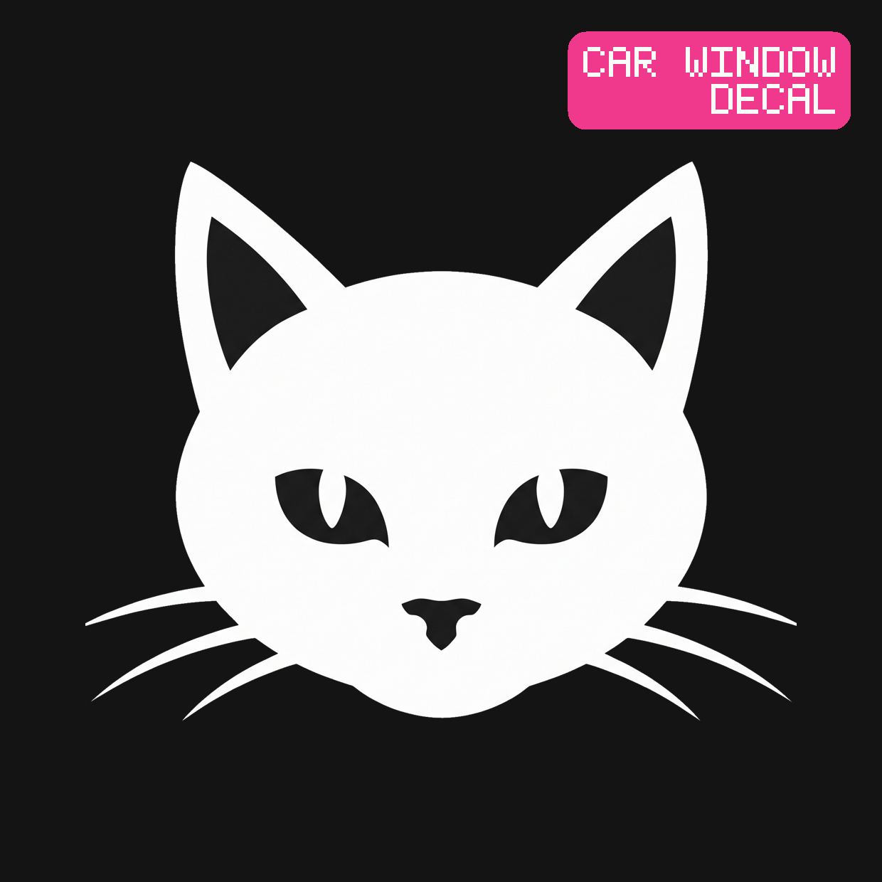 Cat Head Decal — Stickatude white car-window decal