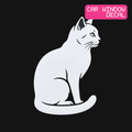 Sitting Cat Decal — Stickatude white car-window decal