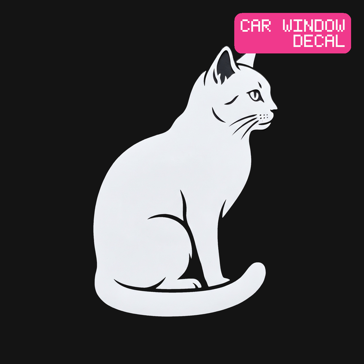 Sitting Cat Decal — Stickatude white car-window decal
