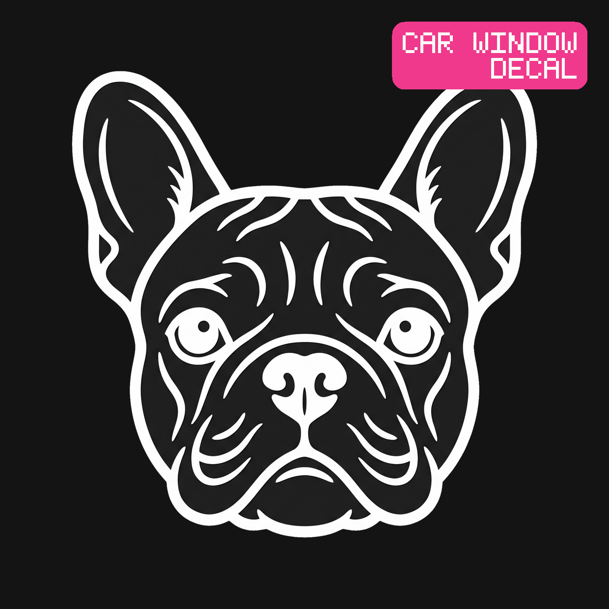 French Bulldog Decal — Stickatude white car-window decal