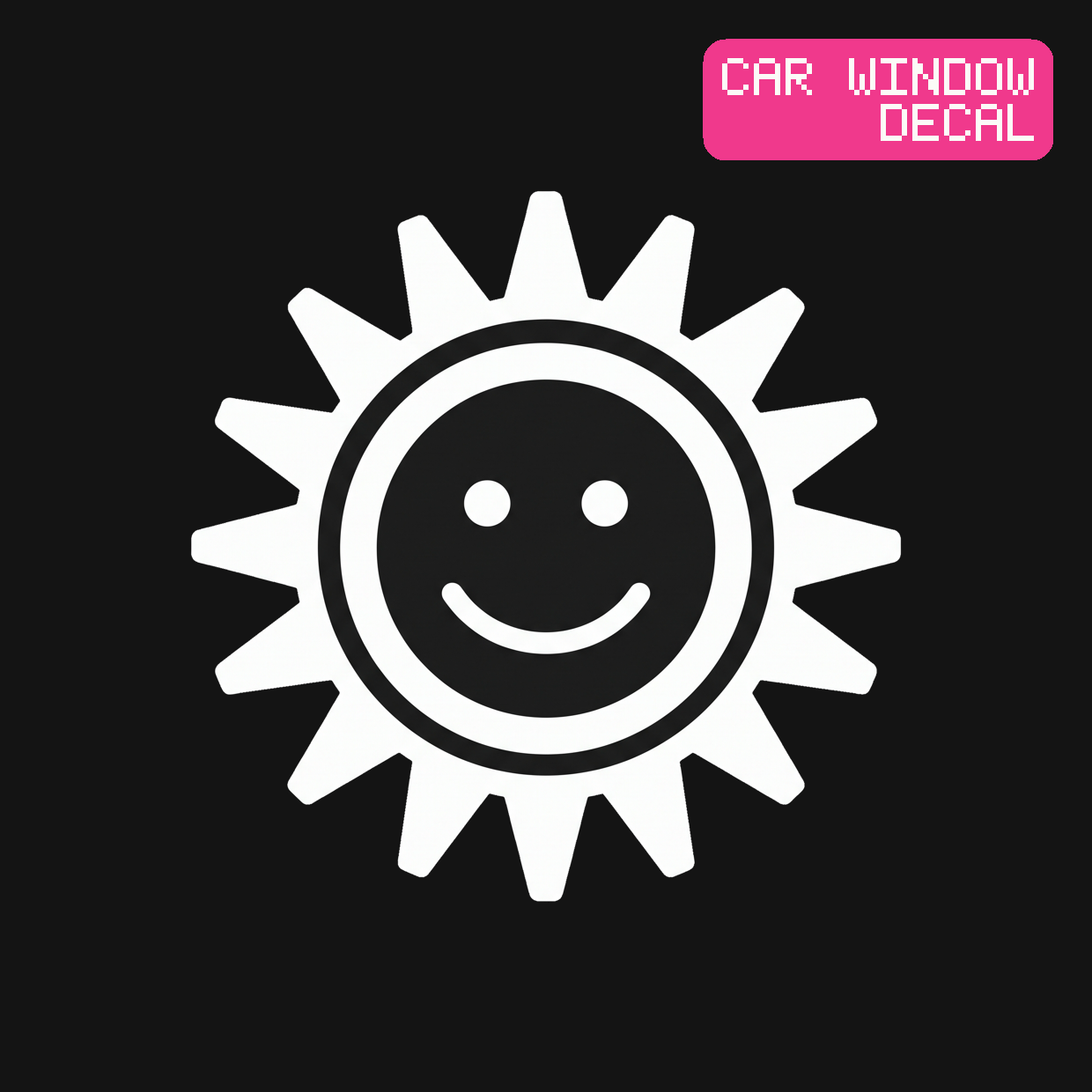 Sunny Smile Decal — Stickatude white car-window decal