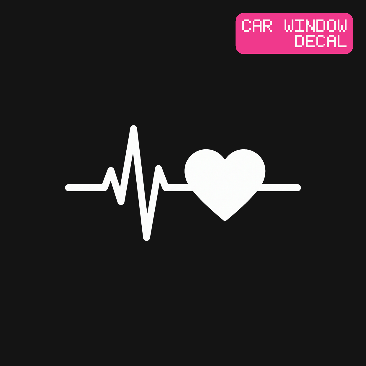 Heartbeat Decal — Stickatude white car-window decal