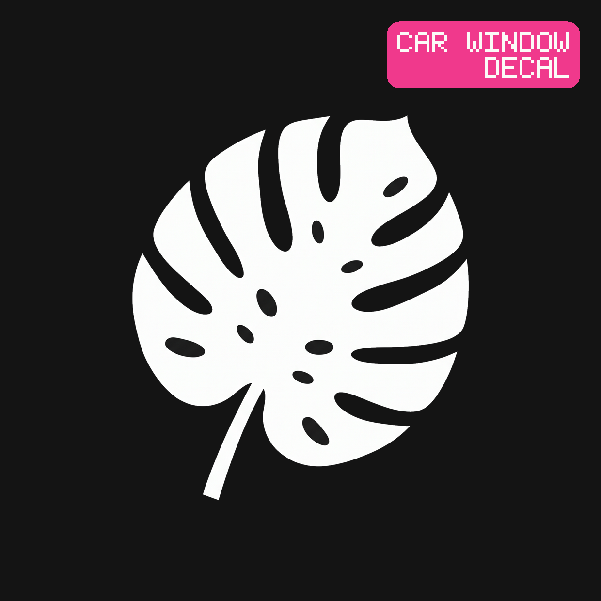 Monstera Leaf Decal — Stickatude white car-window decal