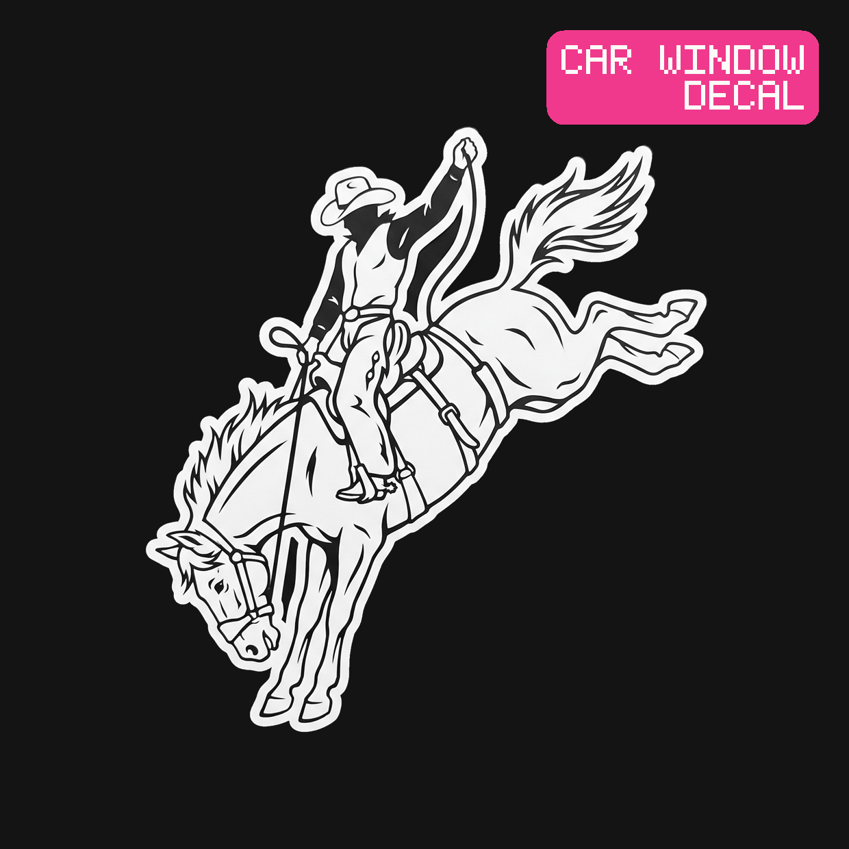 Rodeo Rider Decal — Stickatude white car-window decal