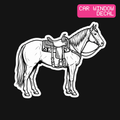Western Saddle Horse Decal — Stickatude white car-window decal