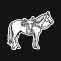 Western Saddle Horse Decal — Stickatude white car-window decal